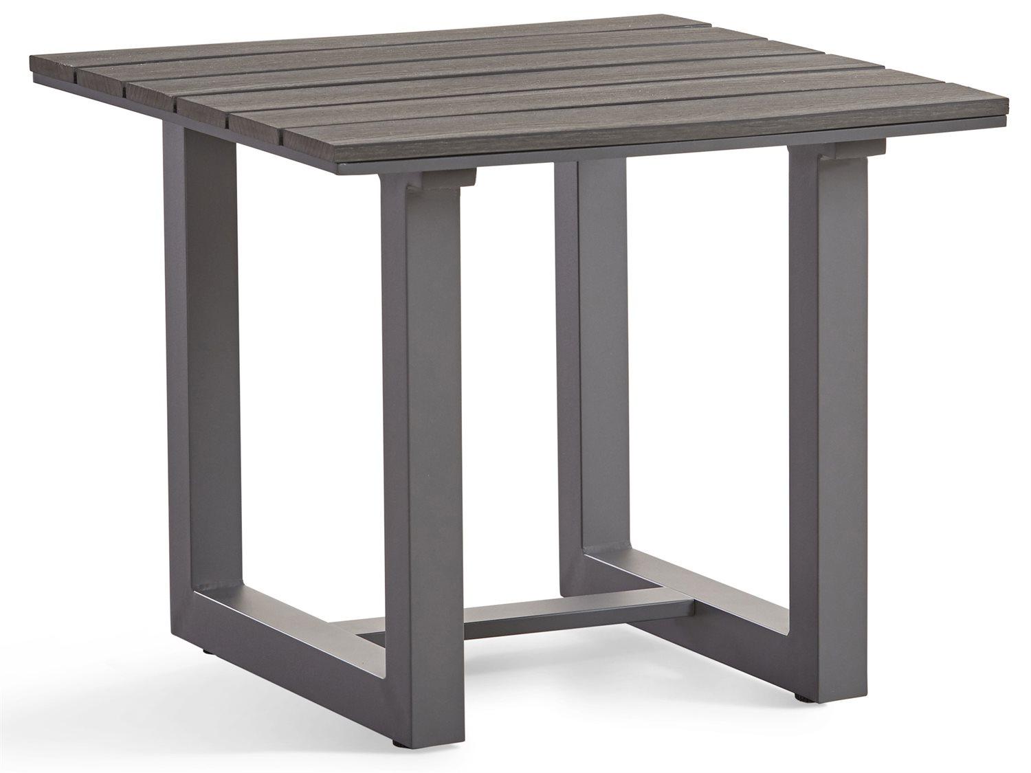 South Sea Rattan Kingston Aluminum Gun Metal Rectangular Patio End Table