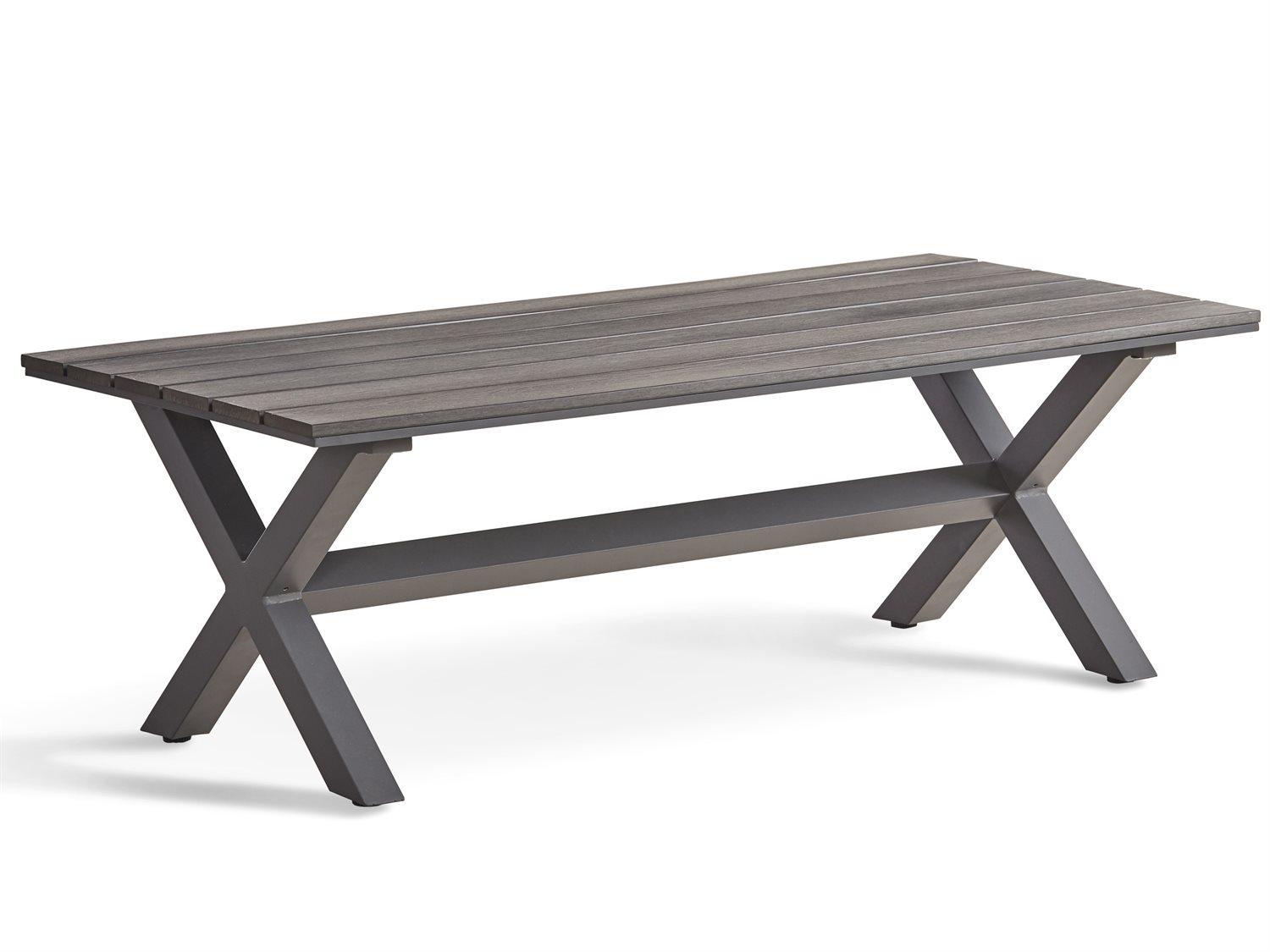 South Sea Rattan Kingston Aluminum Gun Metal Rectangular Outdoor Coffee Table