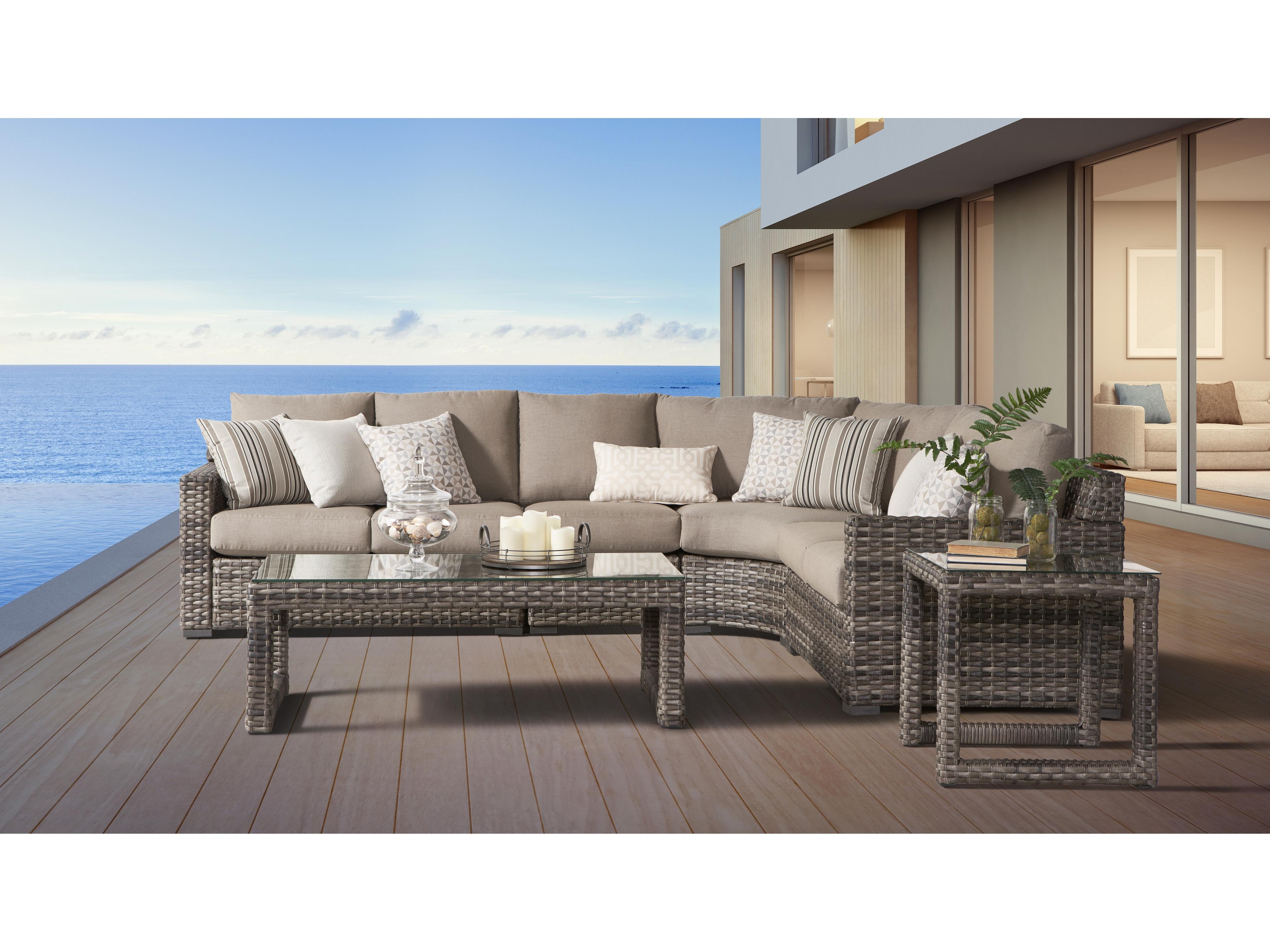 South Sea Rattan New Java Quick Ship Wicker Cushion Lounge Set