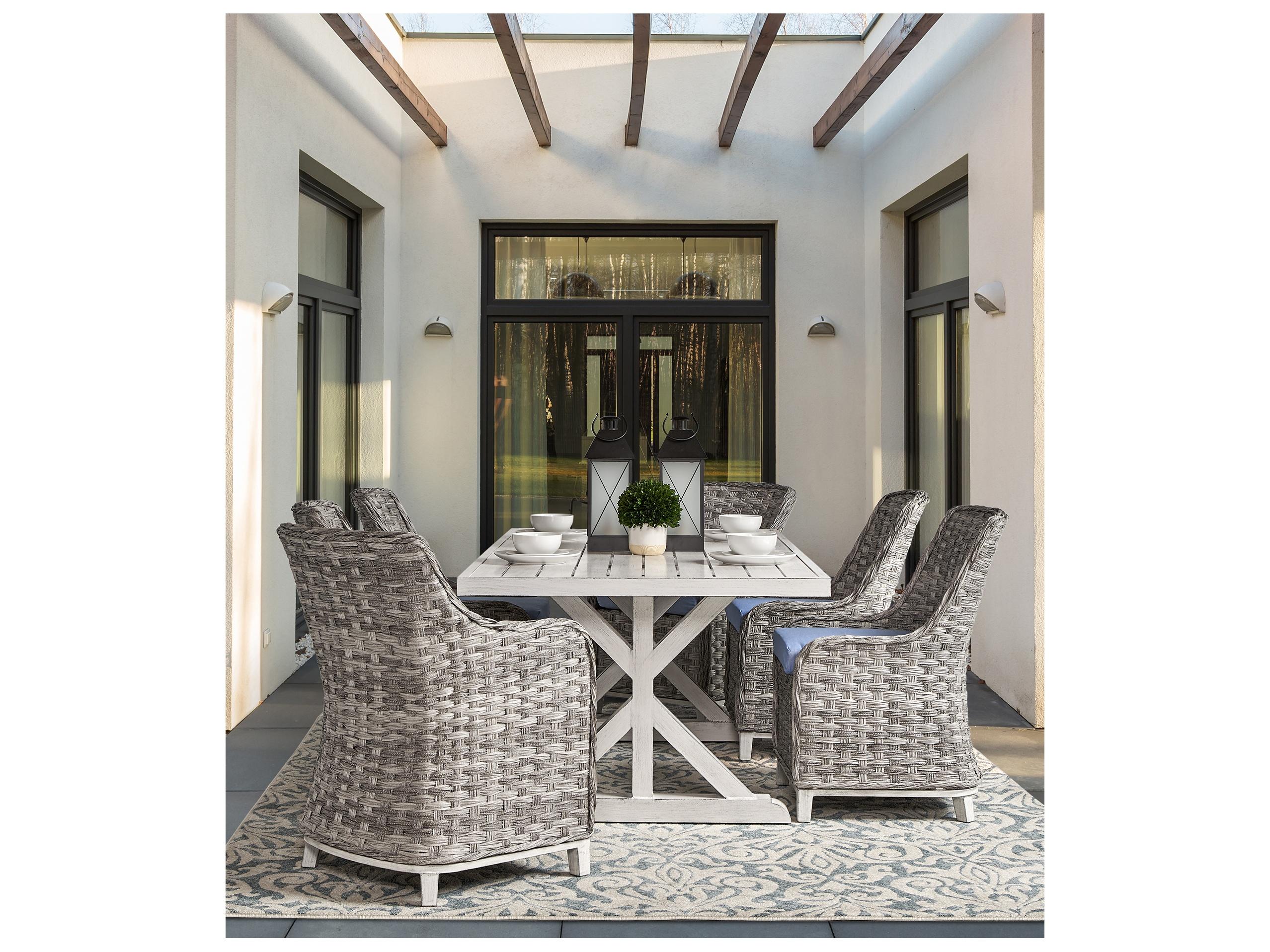 South Sea Rattan Dover Quick Ship Aluminum Rectangular Dining Table