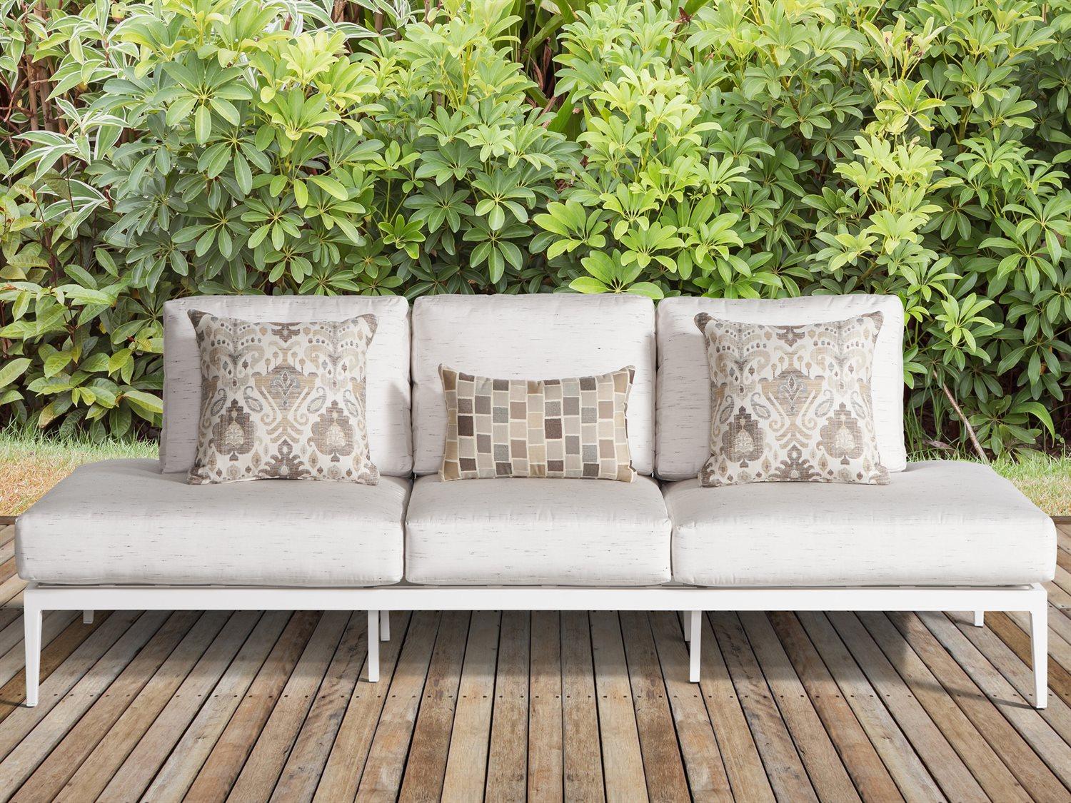 South Sea Rattan Stevie Wicker Modular Patio Sofa with Wraparound Cushions
