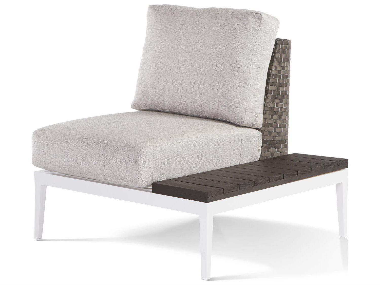 South Sea Rattan Stevie Wicker Outdoor Lounge Chair with Right Side Facing Table