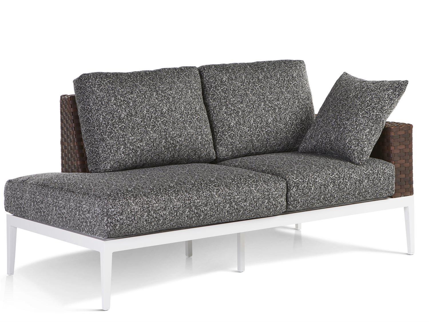 South Sea Rattan Stevie Wicker Outdoor Patio Loveseat with Right Side Facing Table