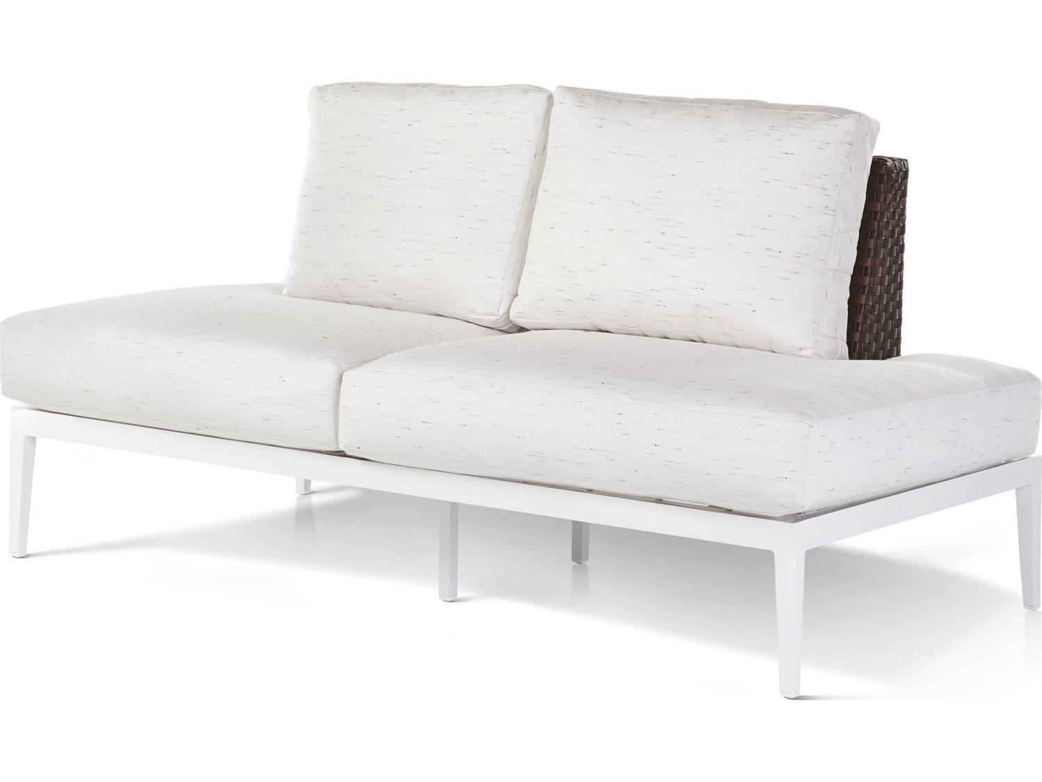 South Sea Rattan Stevie Wicker Left Arm Outdoor Chaise Lounge with Wrap Around Cushion