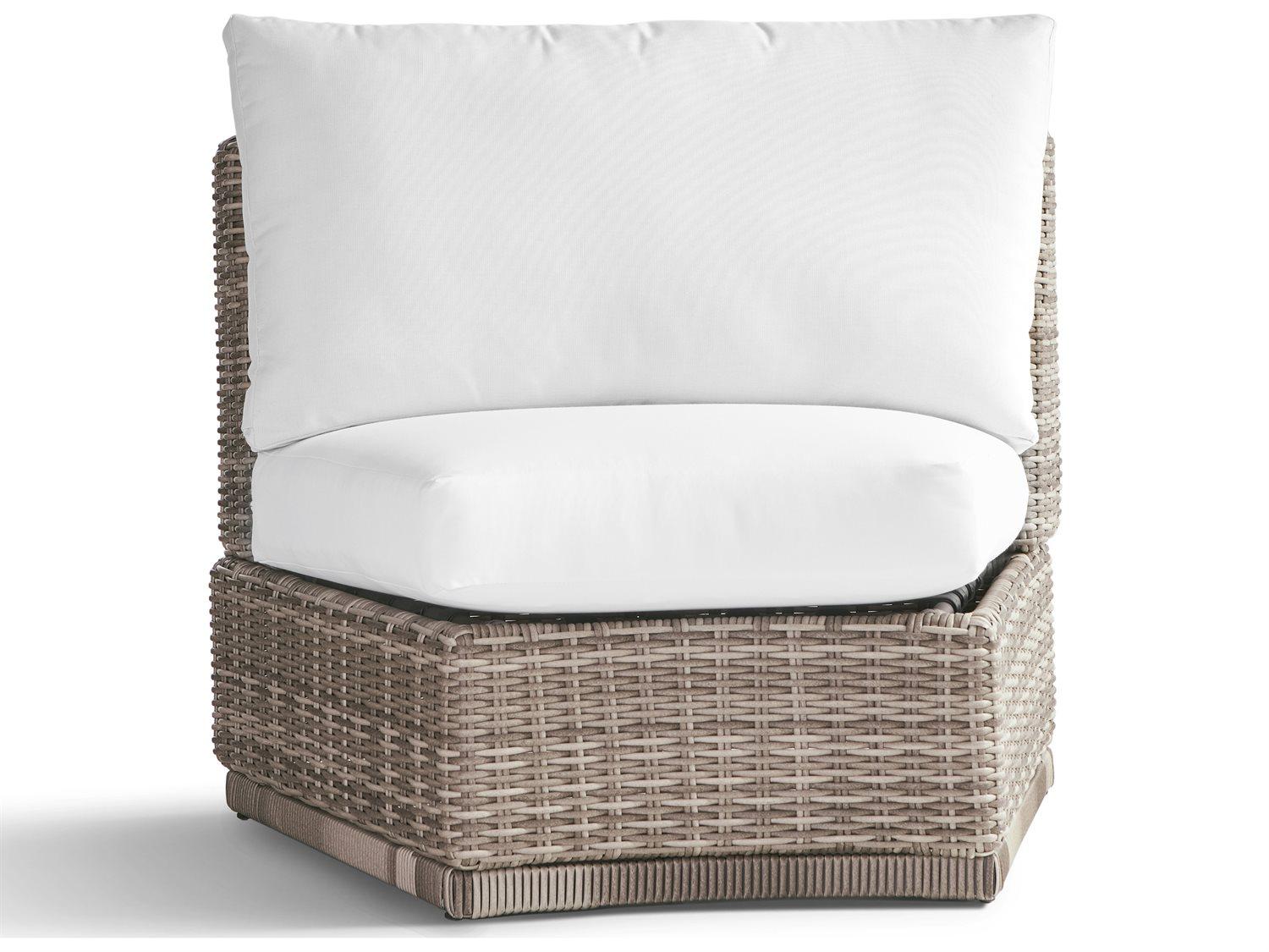 South Sea Rattan Luna Cove Wicker Curved Corner Outdoor Patio Lounge Chair in Scatter Back