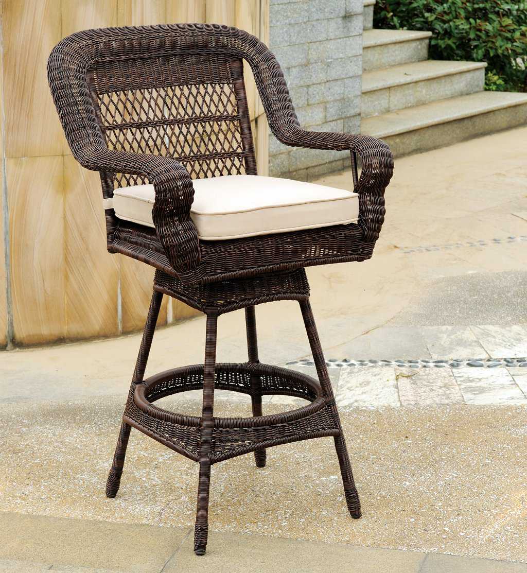 South Sea Rattan Montego Bay Wicker Mink Swivel Outdoor Patio Bar Stool
