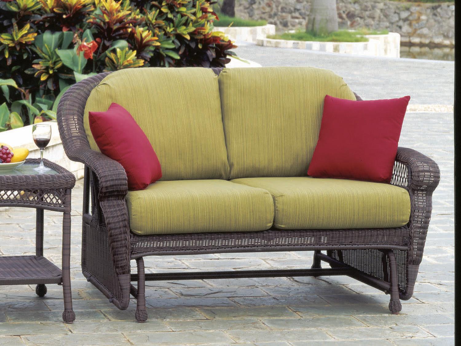 South Sea Rattan Montego Bay Wicker Mink Glider Outdoor Patio Loveseat