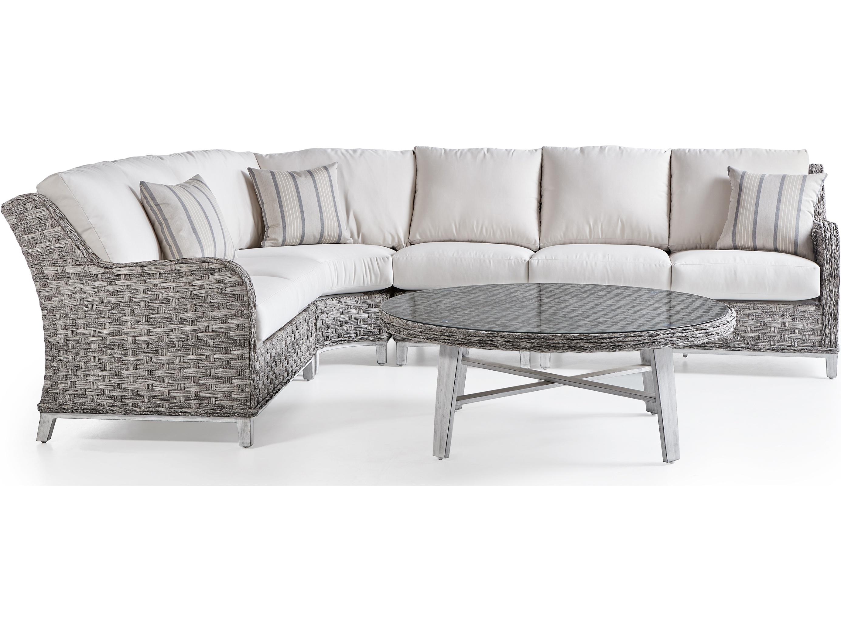 South Sea Rattan Grand Isle Quick Ship Wicker Cushion Lounge Set