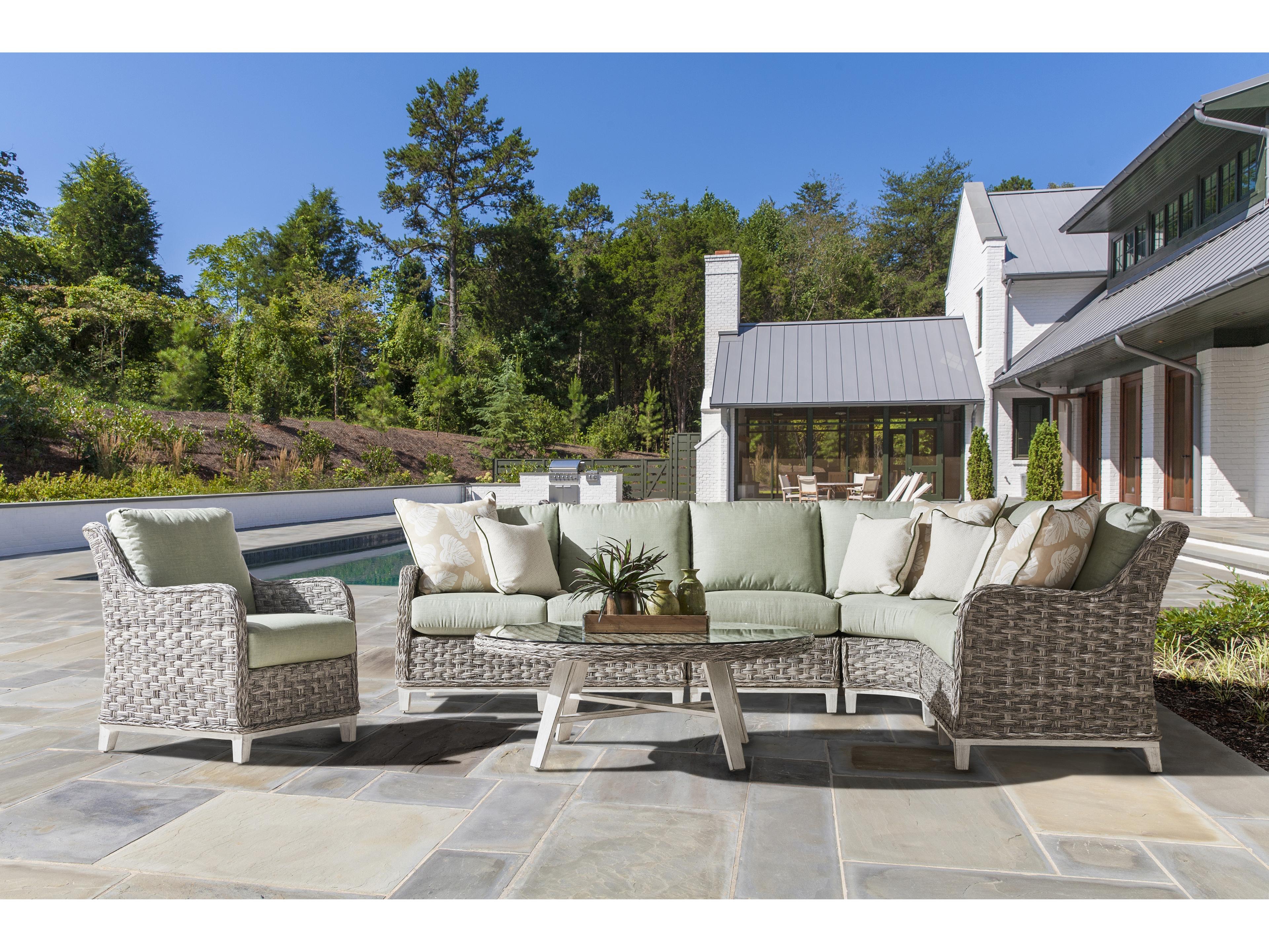 South Sea Rattan Grand Isle Quick Ship Wicker Cushion Lounge Set