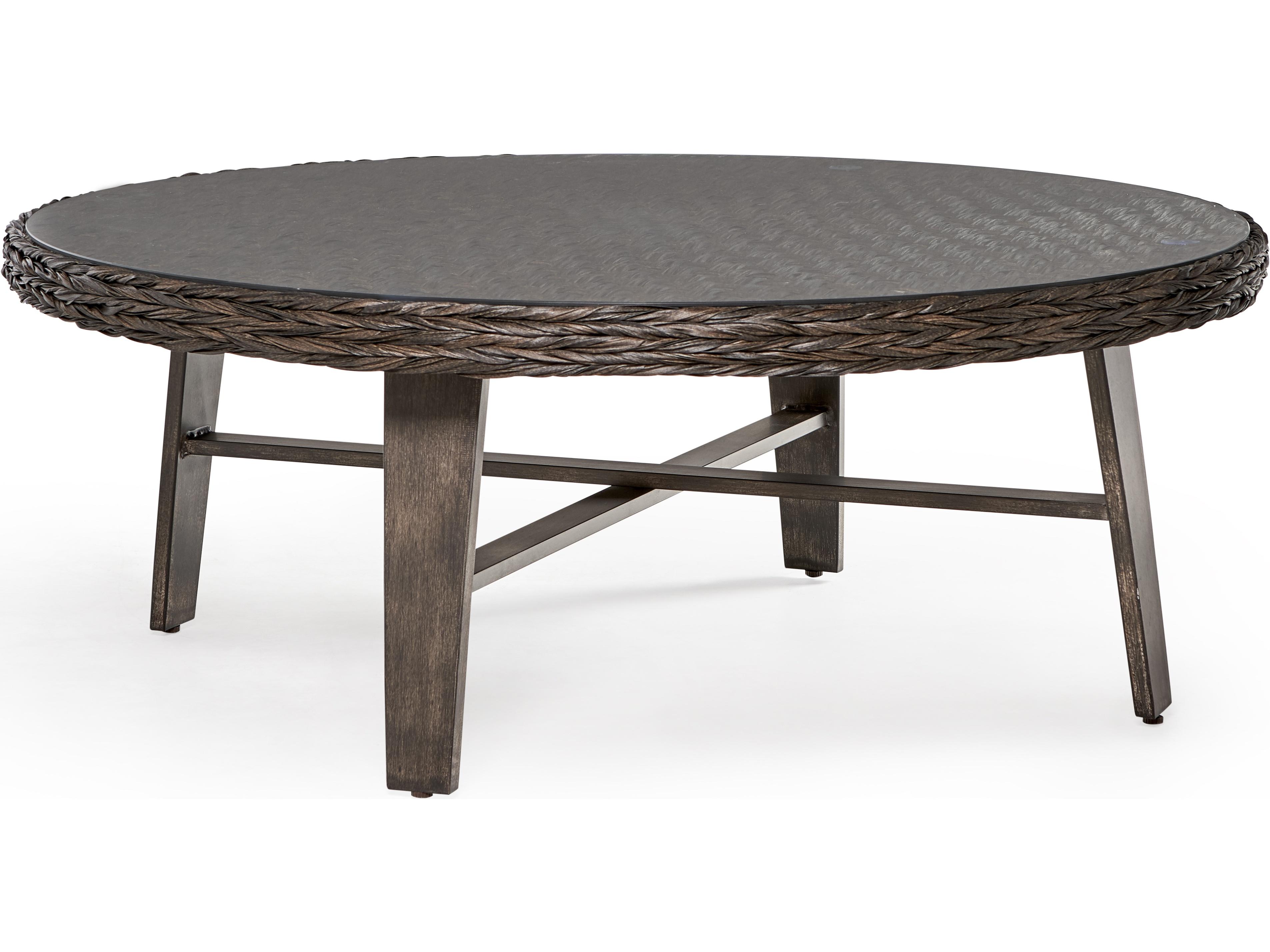 South Sea Rattan Grand Isle Quick Ship Wicker Round Coffee Table