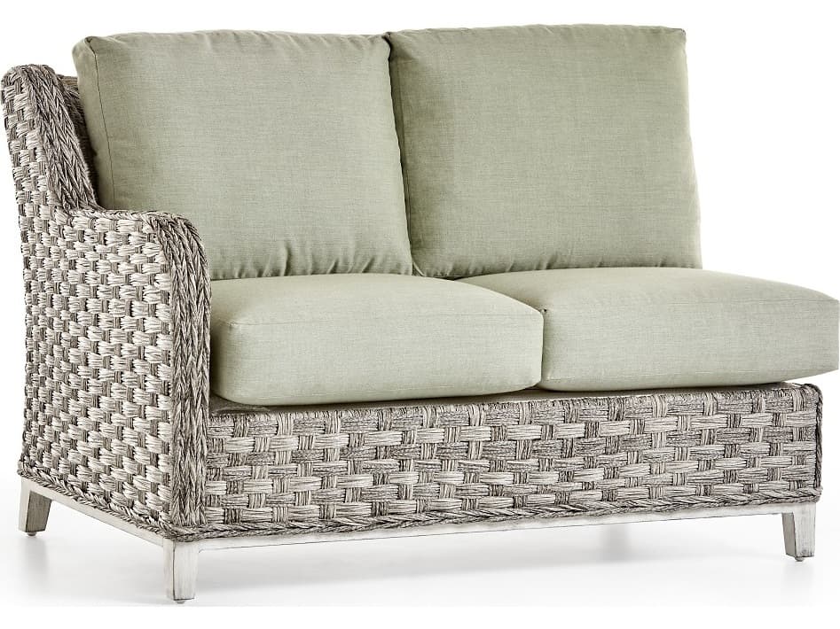 South Sea Rattan Grand Isle Wicker Left Arm Outdoor Patio Loveseat