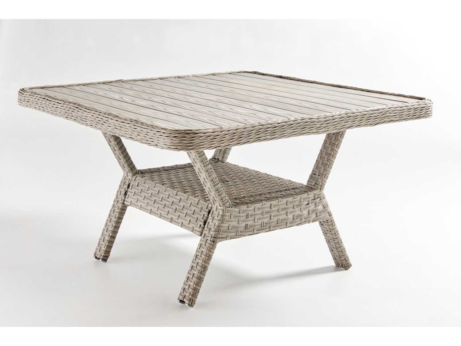 South Sea Rattan Mayfair Wicker Pebble Square Poly Top Dining Patio Chat Table