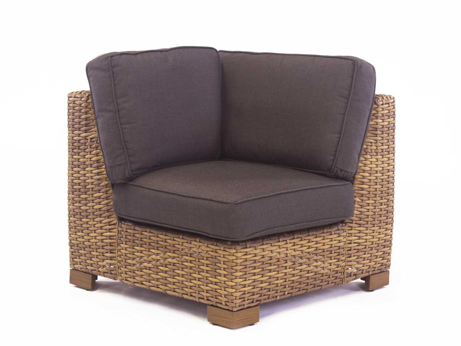 South Sea Rattan Java Wicker Honey Corner Patio Lounge Chair