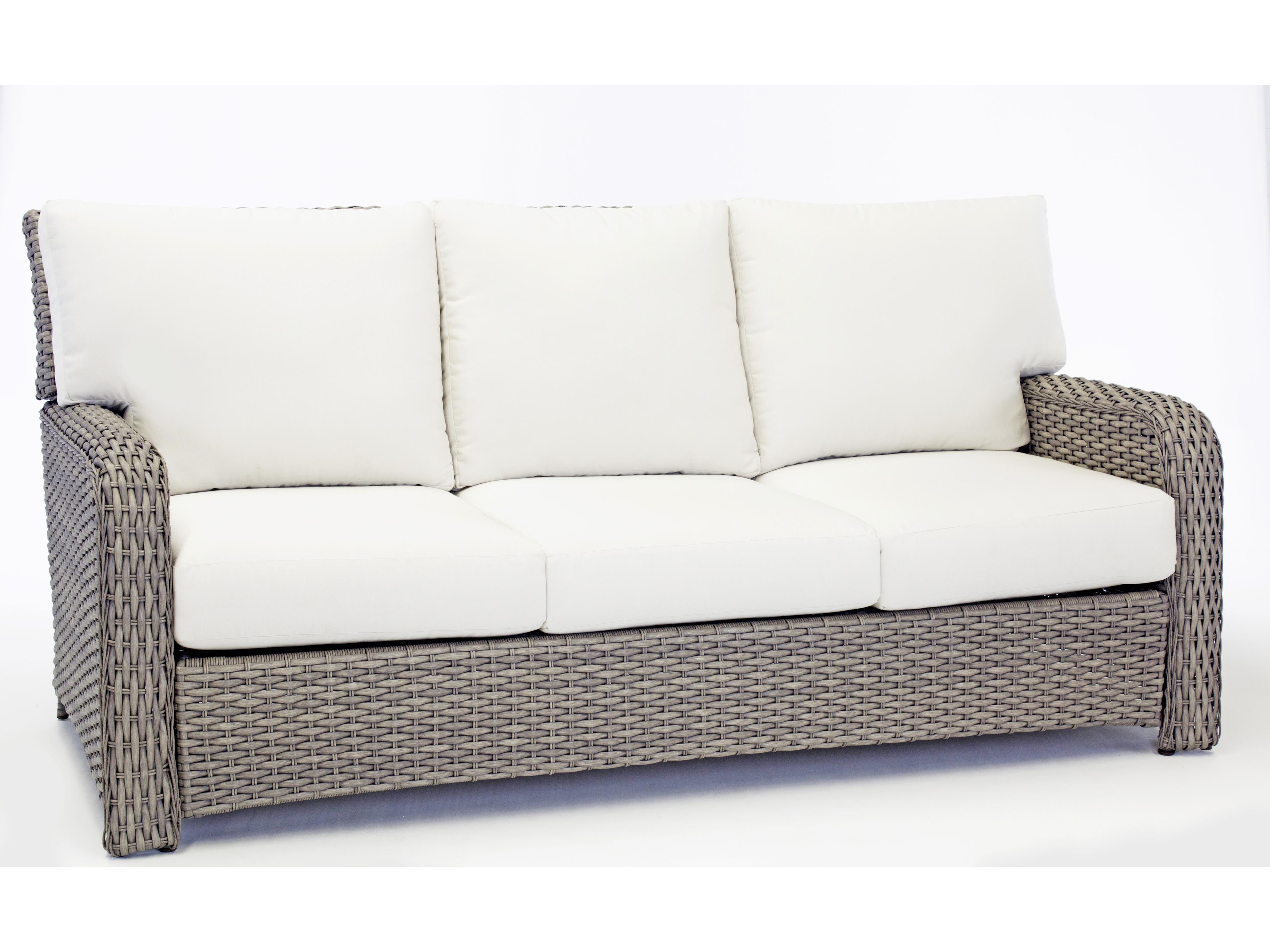 South Sea Rattan St Tropez Quick Ship Wicker Cushion Sofa