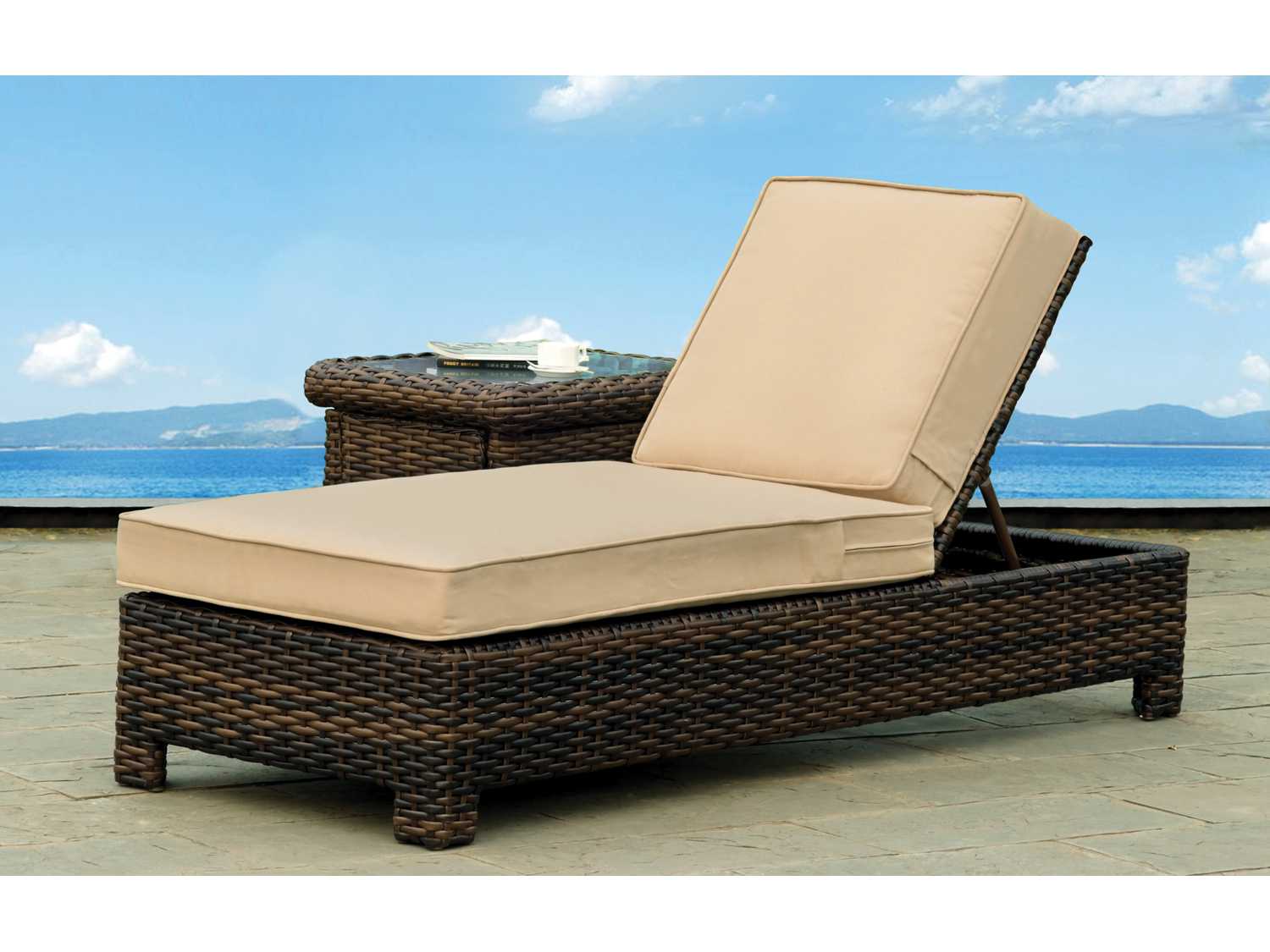 South Sea Rattan Saint Tropez Wicker Patio Chaise Lounge