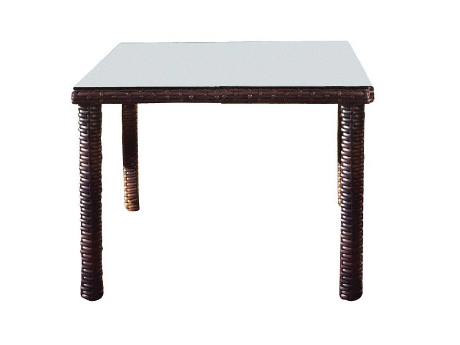 South Sea Rattan St Tropez Wicker Square Glass Top Patio Dining Table