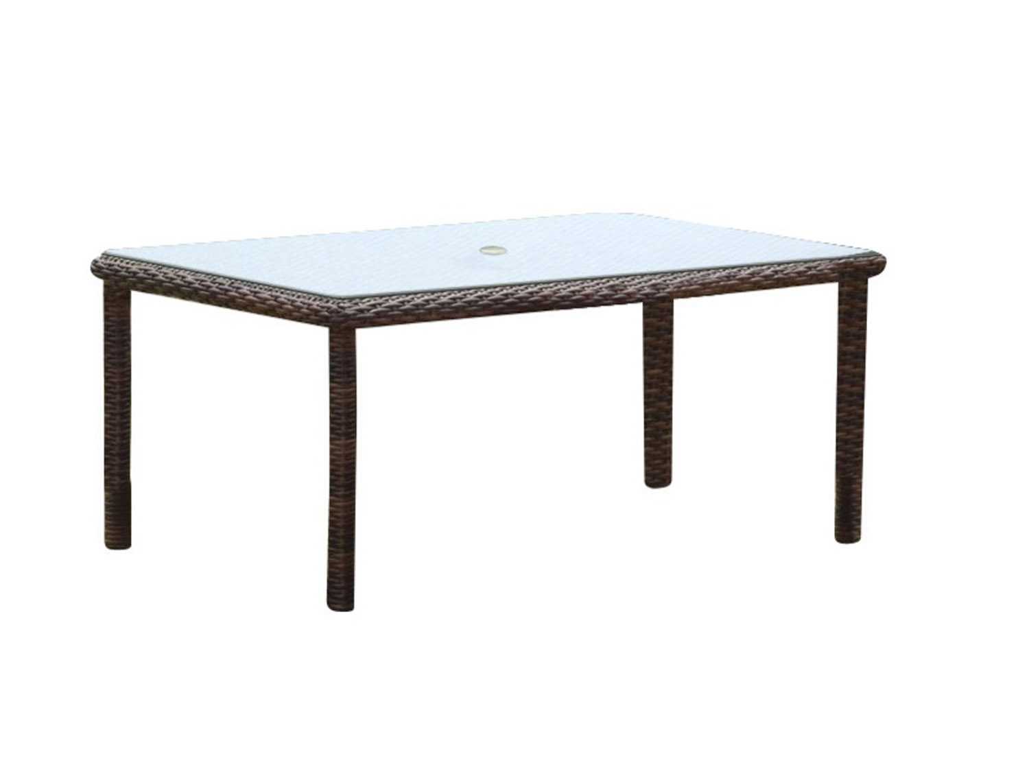 South Sea Rattan Saint Tropez Wicker Rectangular Glass Top Outdoor Dining Table