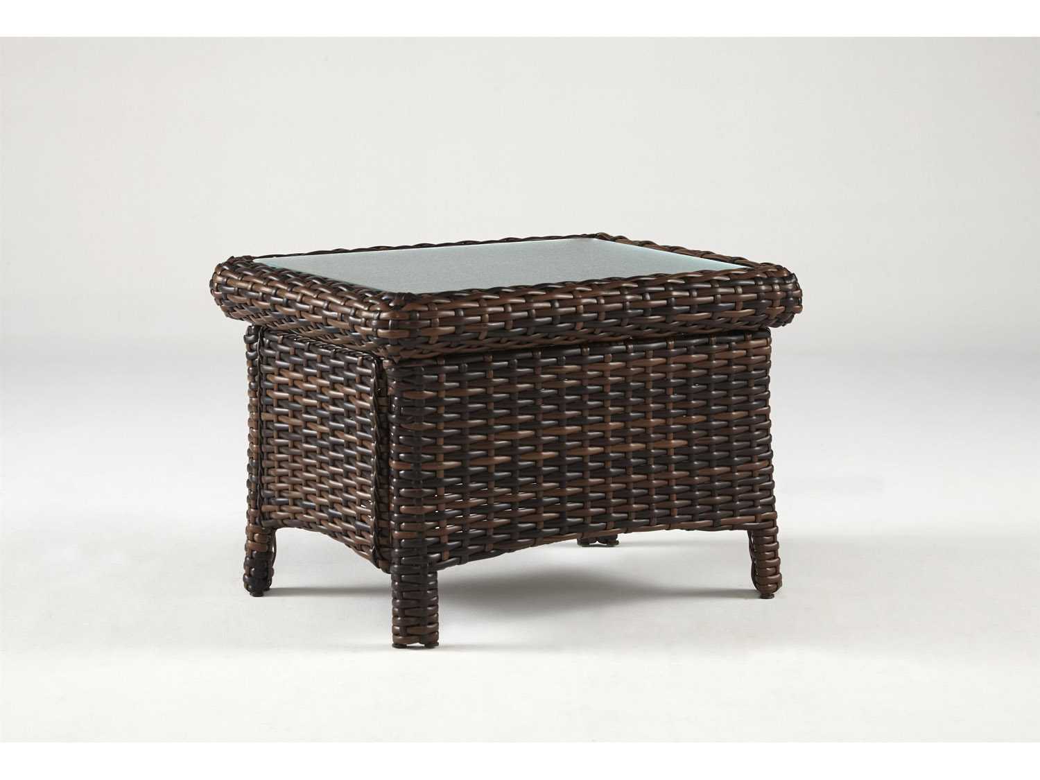 South Sea Rattan St Tropez Wicker Rectangular Glass Top Patio End Table