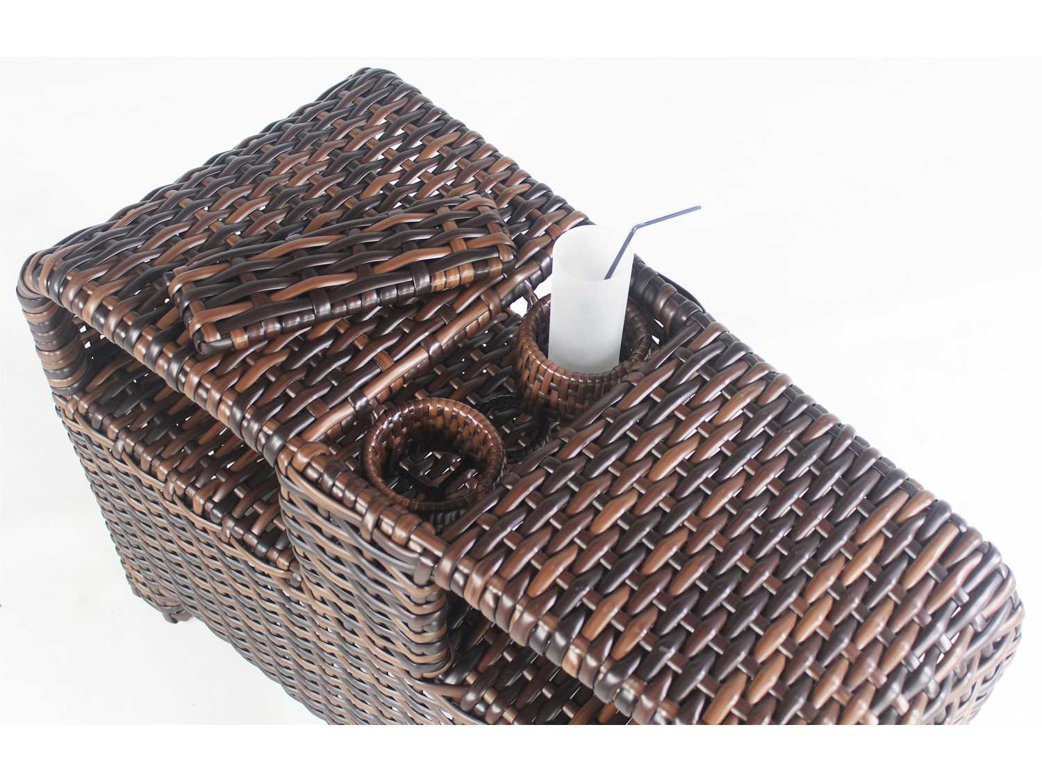 South Sea Rattan Saint Tropez Wicker Rectangular Wedge Pie Outdoor End Table