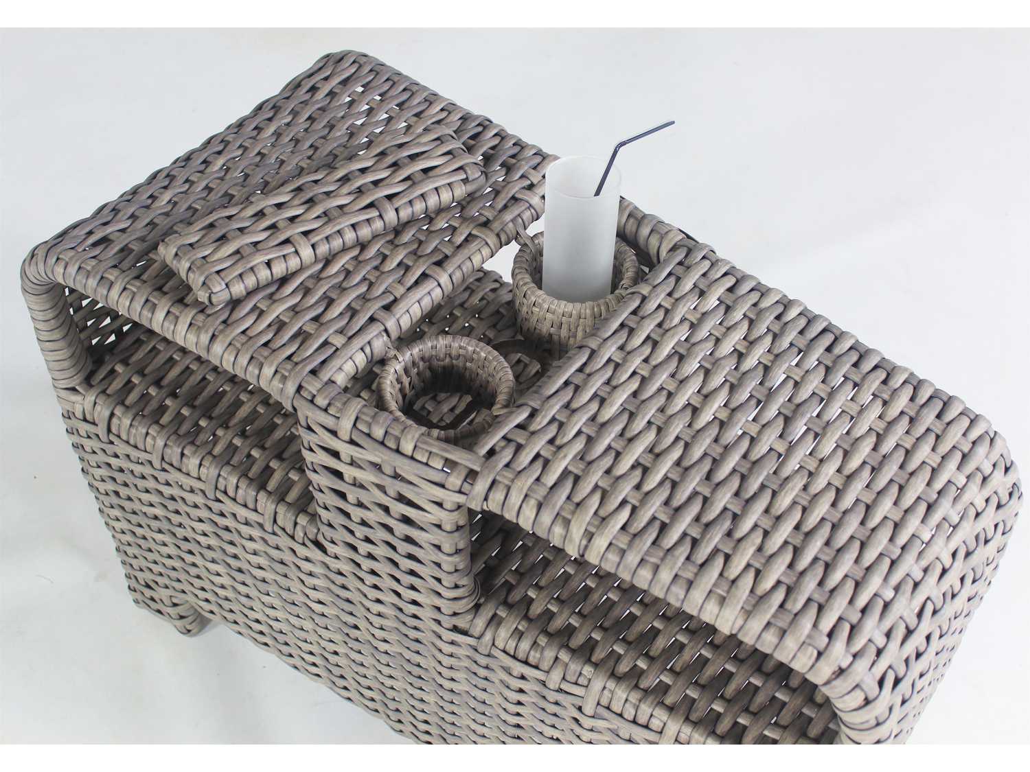 South Sea Rattan Saint Tropez Wicker Rectangular Wedge Pie Outdoor End Table