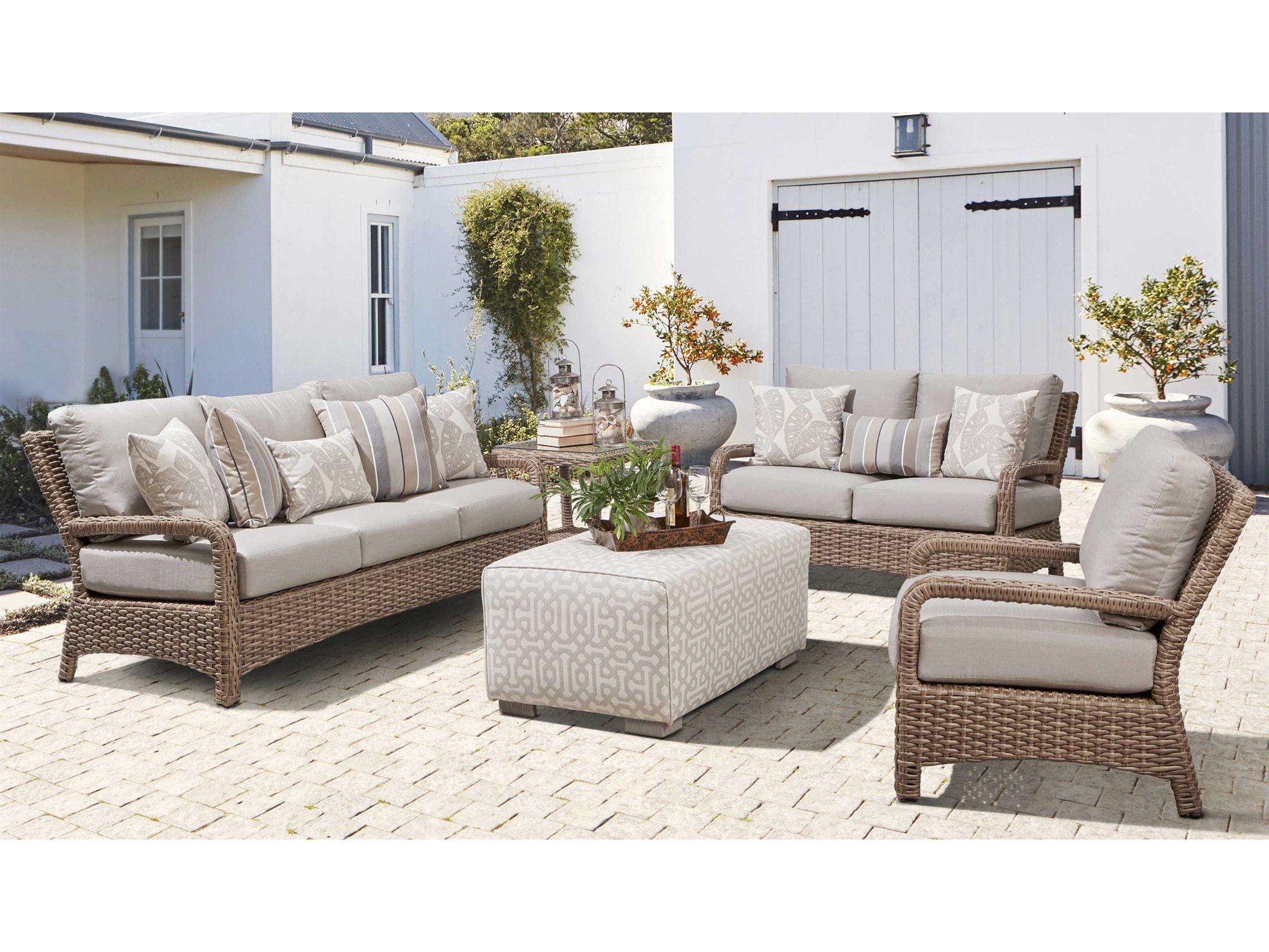 South Sea Rattan Caswell Wicker Mushroom Outdoor Patio Lounge Set