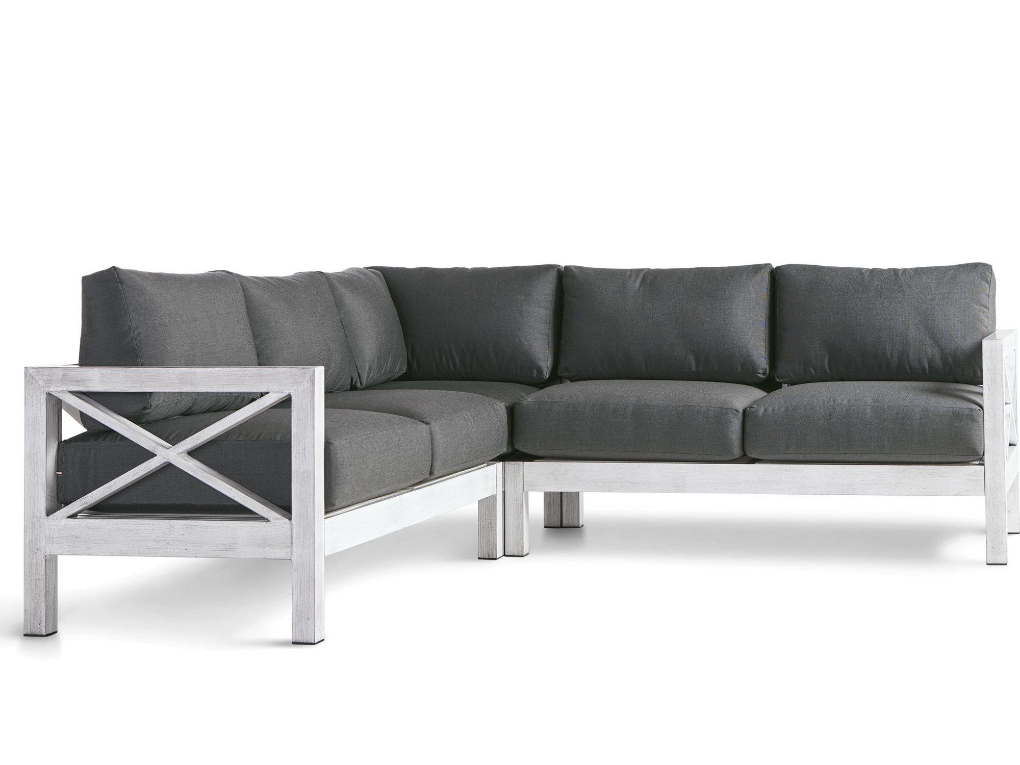 South Sea Rattan Farlowe Aluminum Brushed White Sectional Outdoor Patio Lounge Set