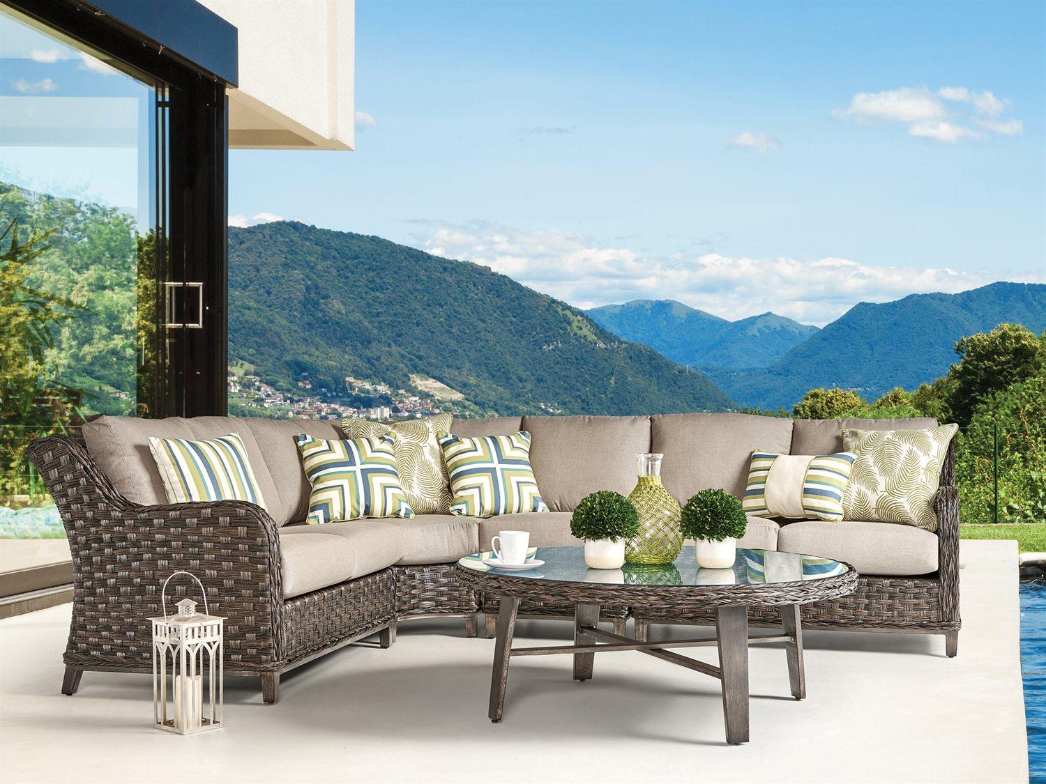 South Sea Rattan Grand Isle Wicker Sectional Outdoor Lounge Set