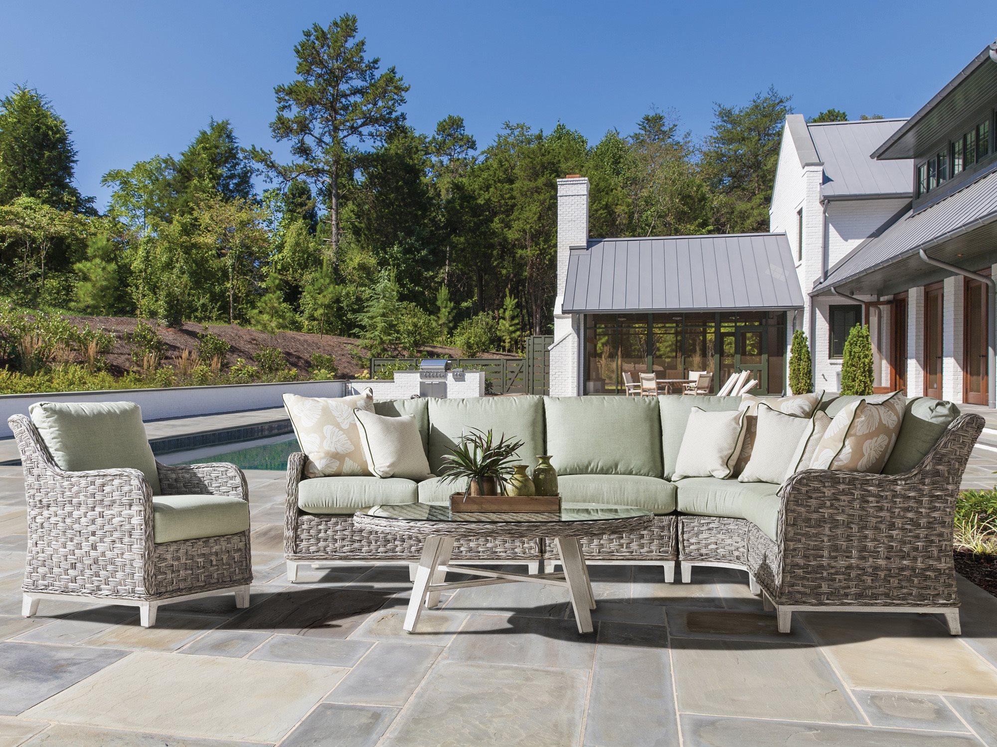 South Sea Rattan Grand Isle Wicker Sectional Patio Lounge Set