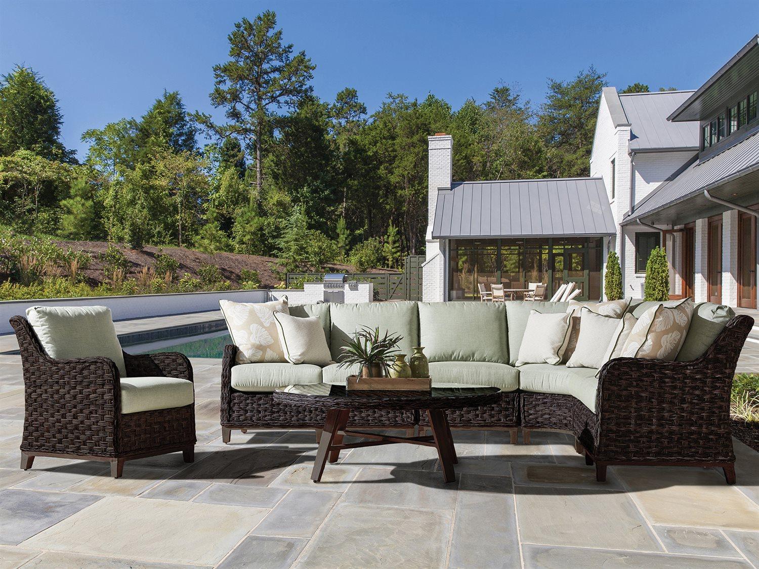 South Sea Rattan Grand Isle Wicker Sectional Outdoor Patio Lounge Set