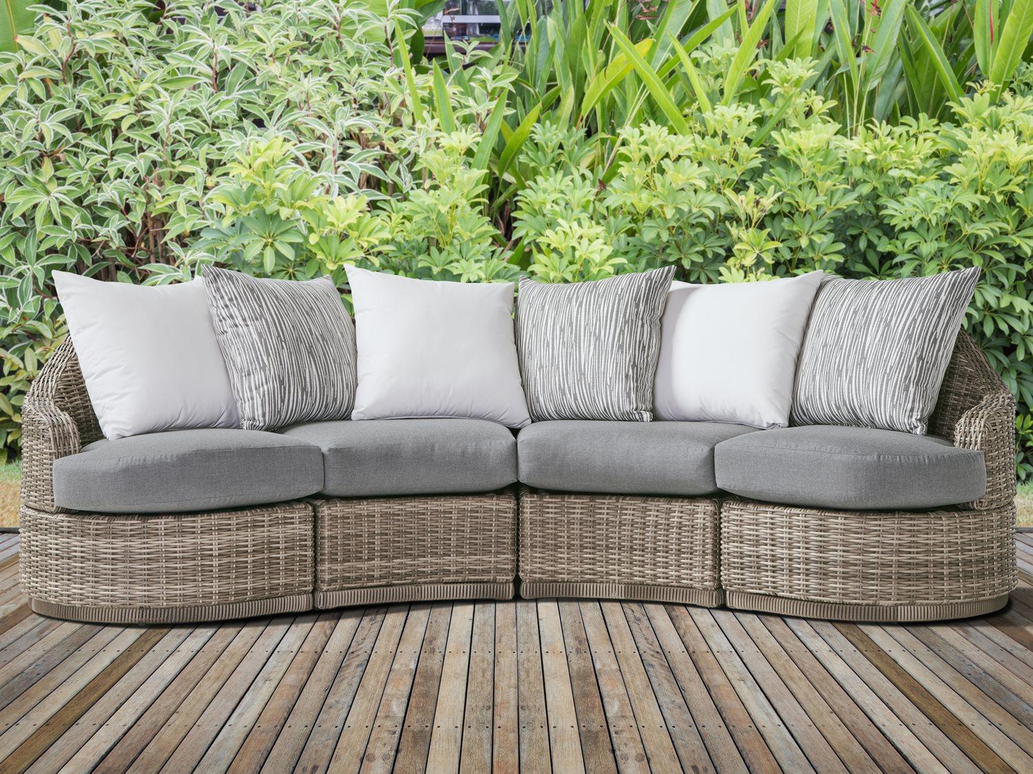 South Sea Rattan Luna Cove Wicker Sectional Outdoor Patio Lounge Set