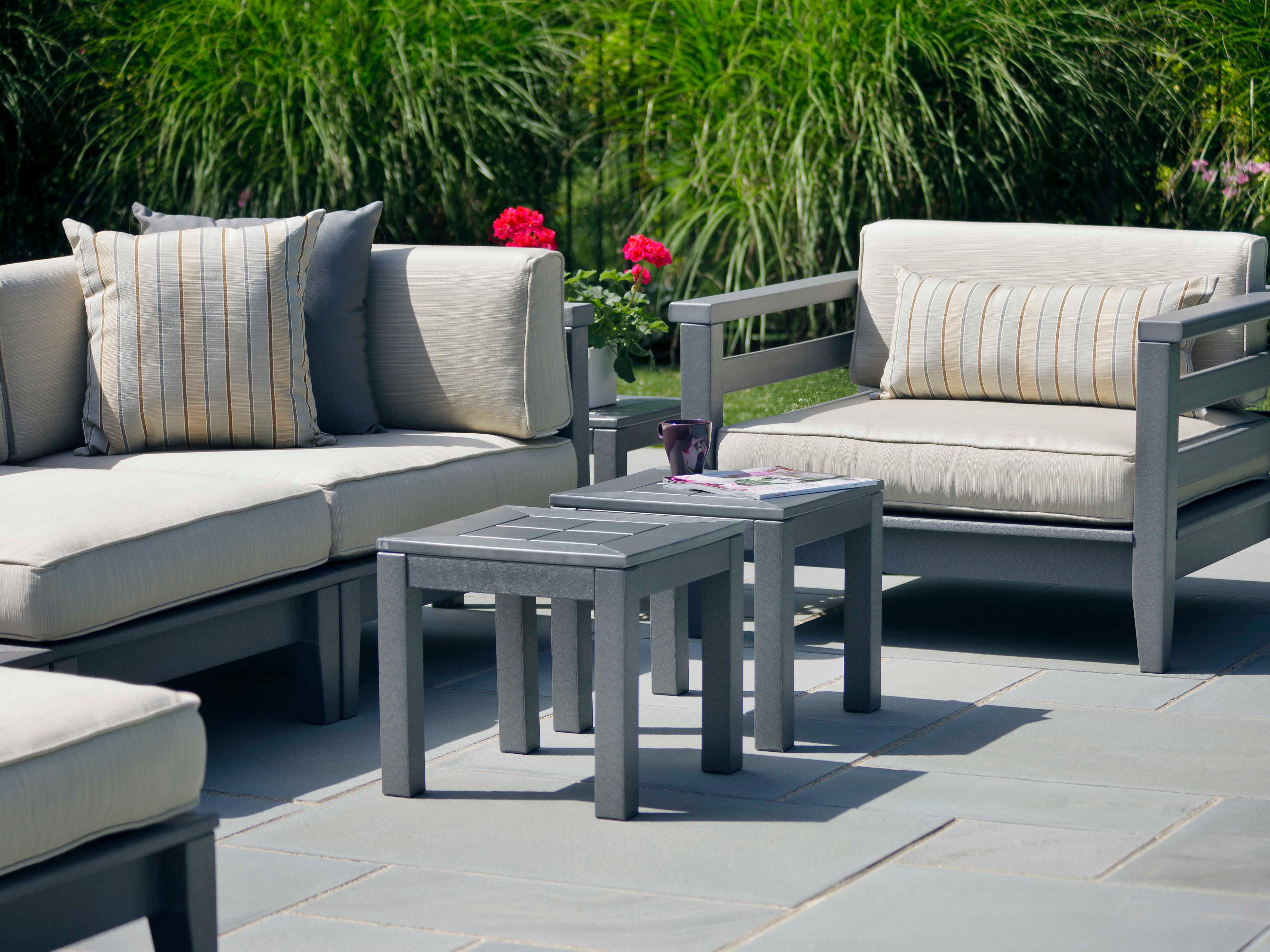 Seaside Casual Cambridge Recycled Plastic Southport Square Bunching Patio End Table