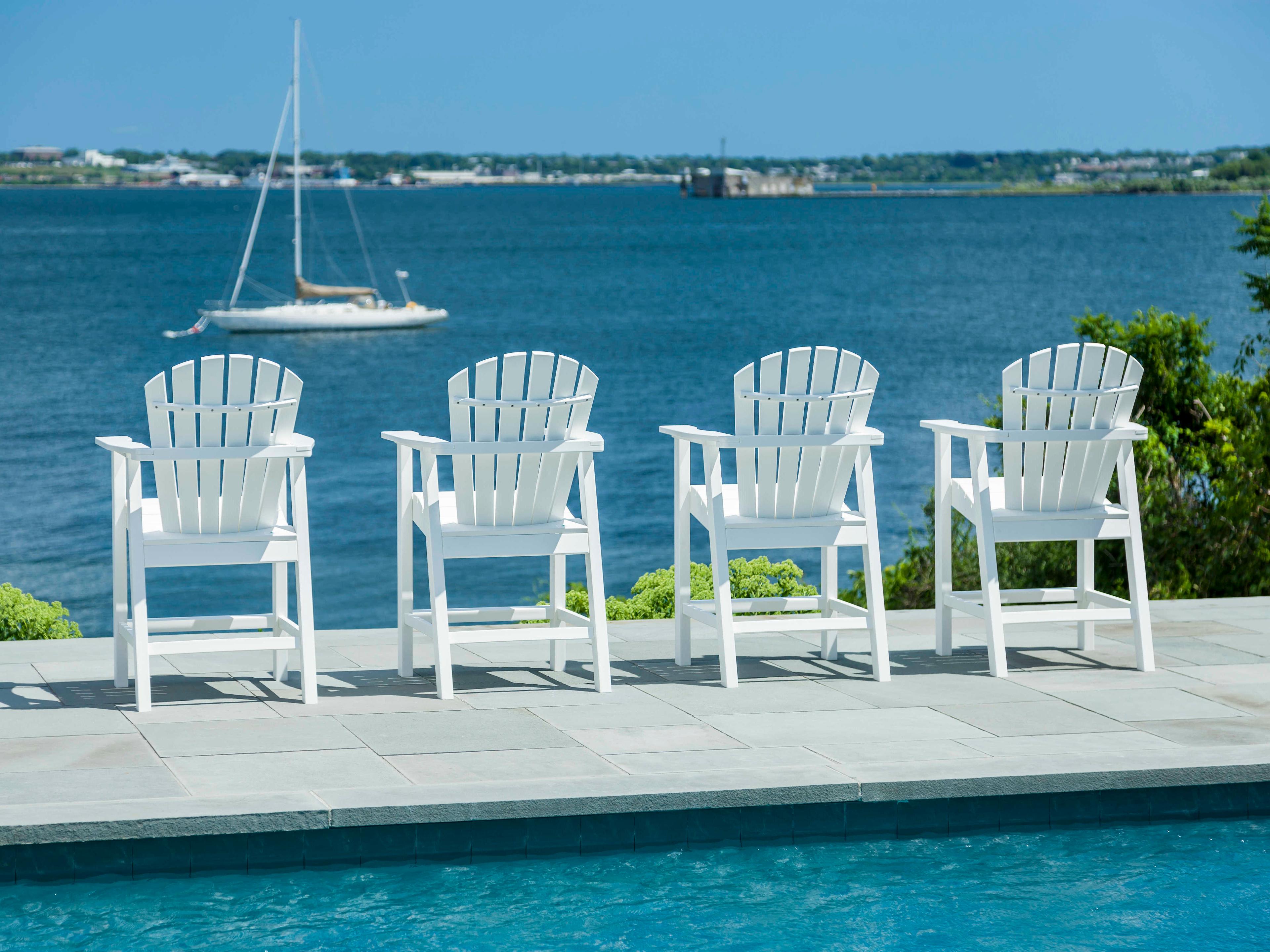 Seaside Casual Shellback Adirondack Recycled Plastic Outdoor Patio Counter Chair