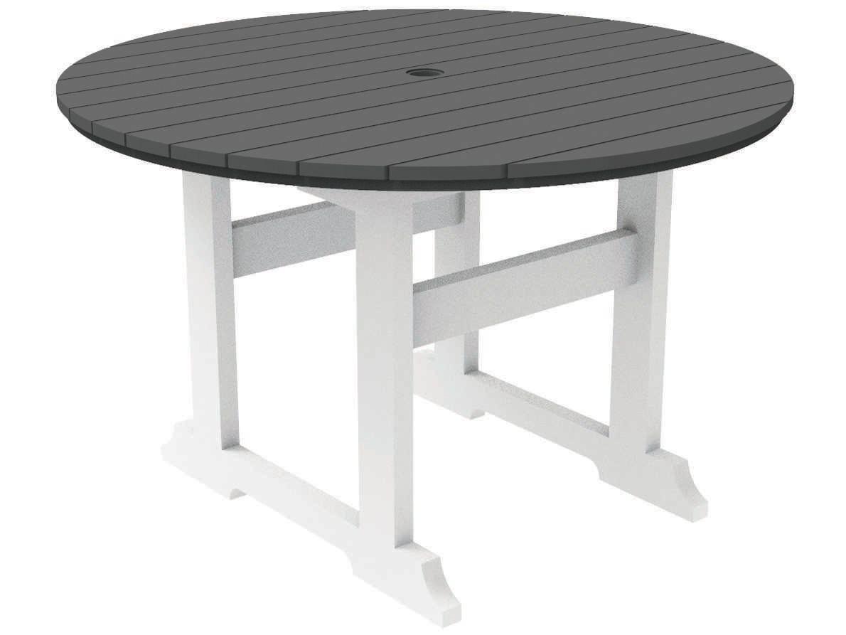Seaside Casual Salem Rounds Recycled Plastic Round Patio Dining Table with Umbrella Hole