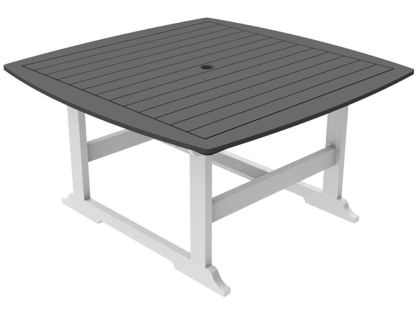 Seaside Casual Portsmouth Recycled Plastic Square Outdoor Dining Table with Umbrella Hole
