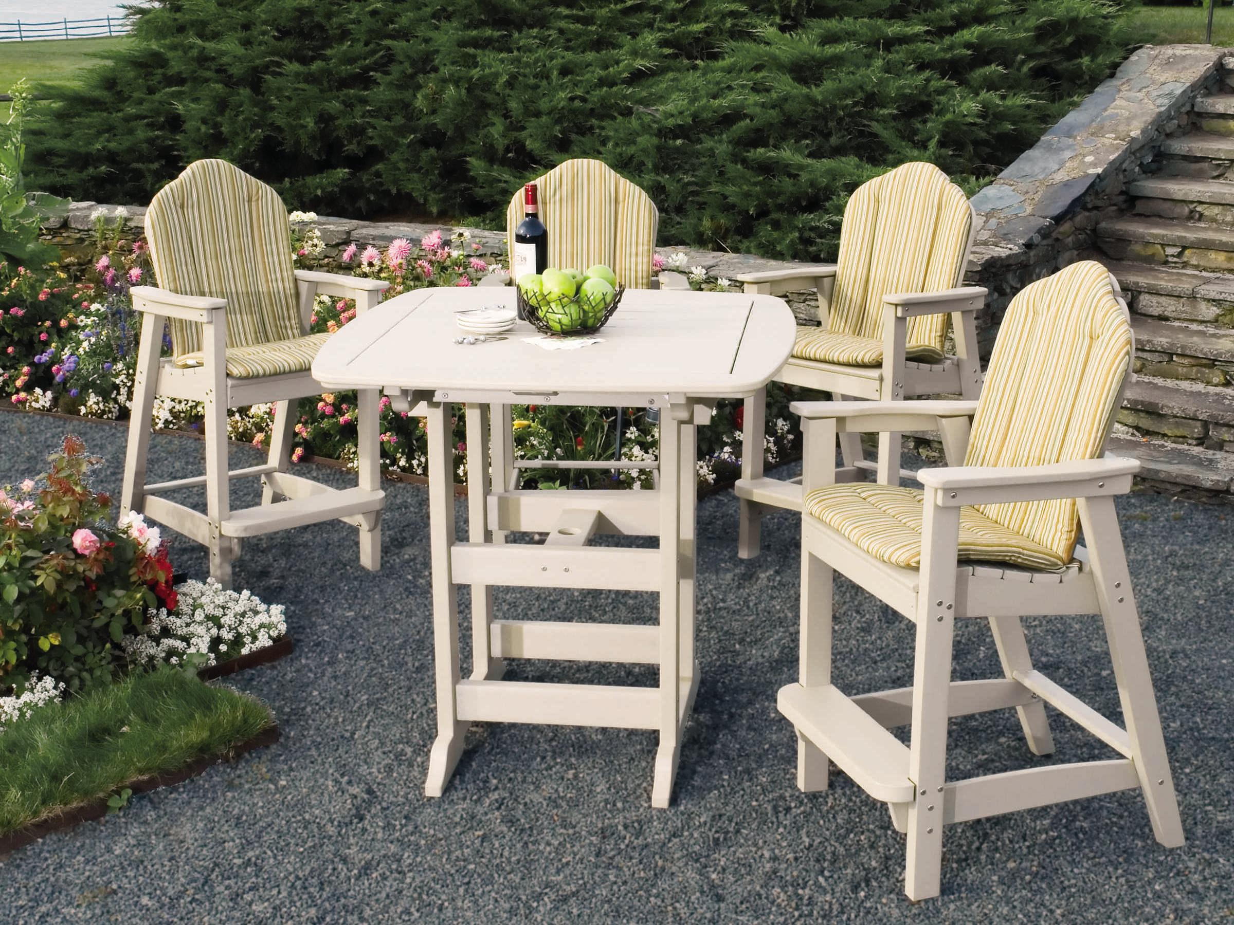 Seaside Casual Portsmouth Recycled Plastic Square Outdoor Patio Bar Table with Umbrella Hole