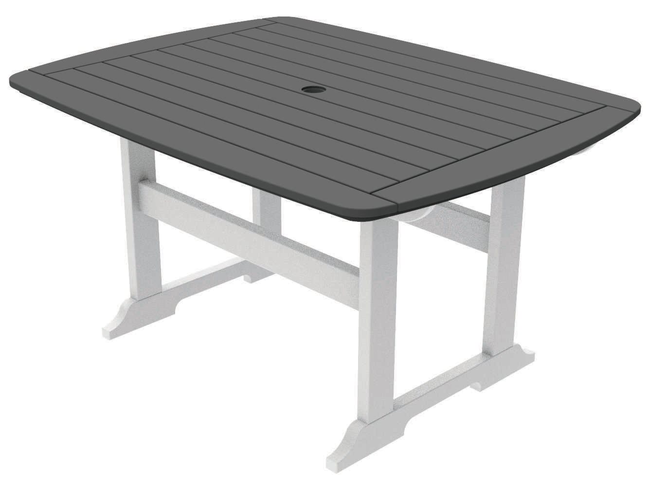 Seaside Casual Portsmouth Recycled Plastic Rectangular Outdoor Dining Table with Umbrella Hole