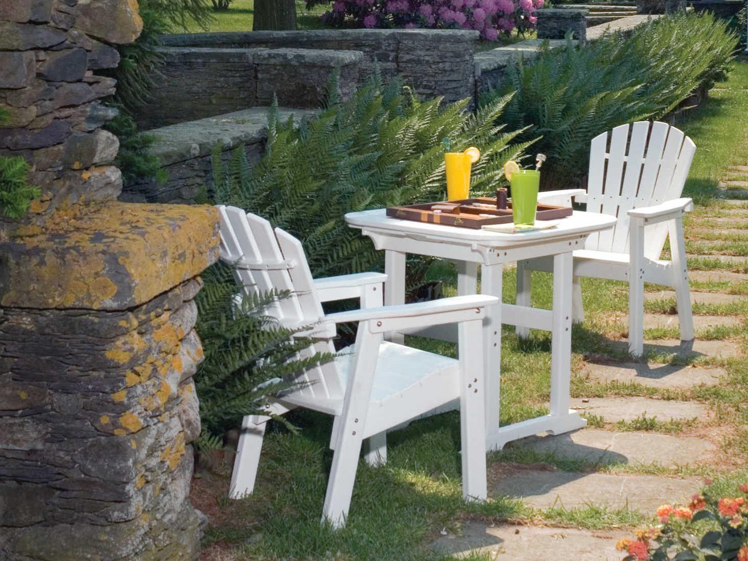 Seaside Casual Portsmouth Recycled Plastic Square Outdoor Patio Dining Table with Umbrella Hole