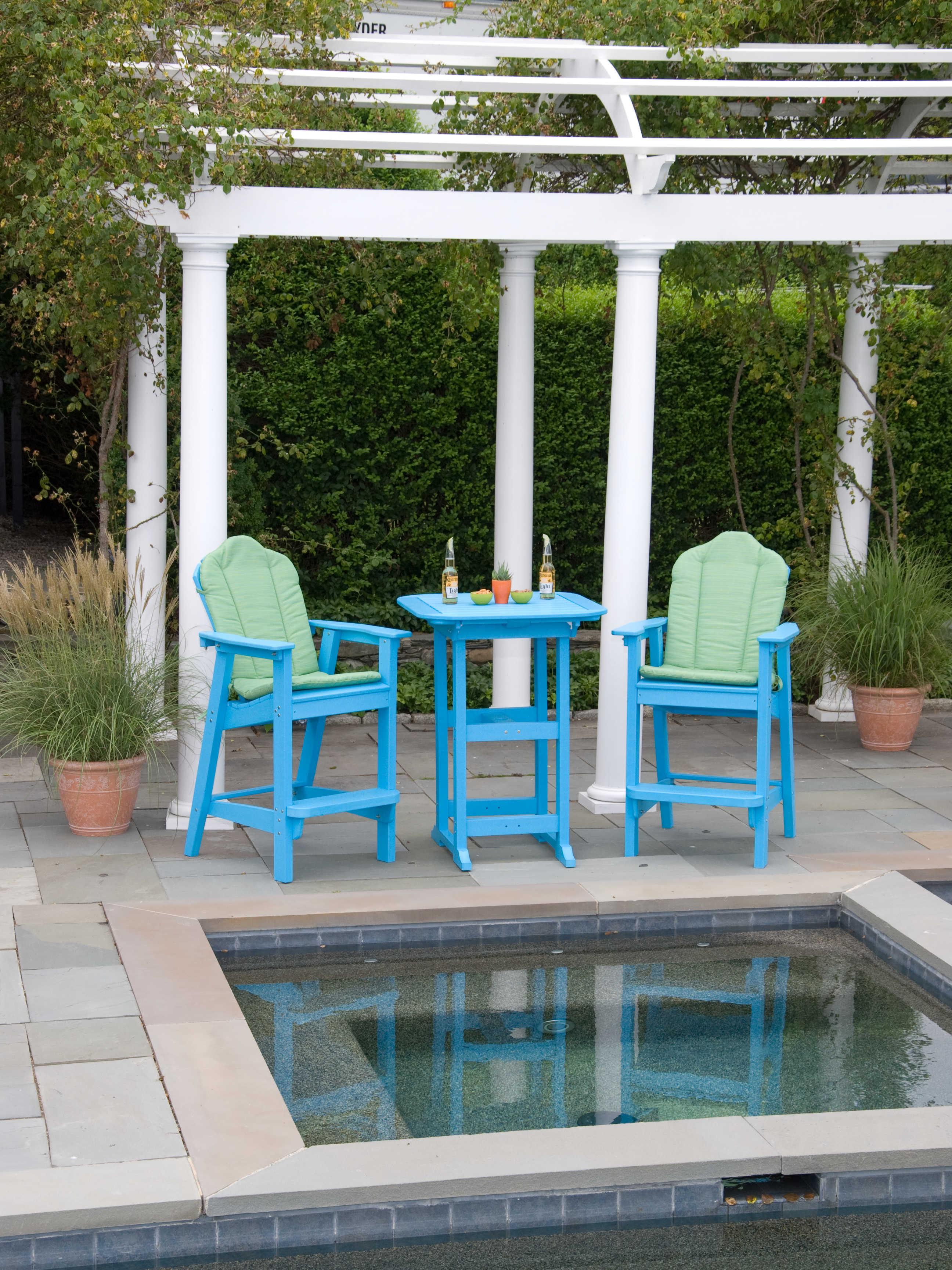 Seaside Casual Portsmouth Recycled Plastic Square Patio Bar Table with Umbrella Hole