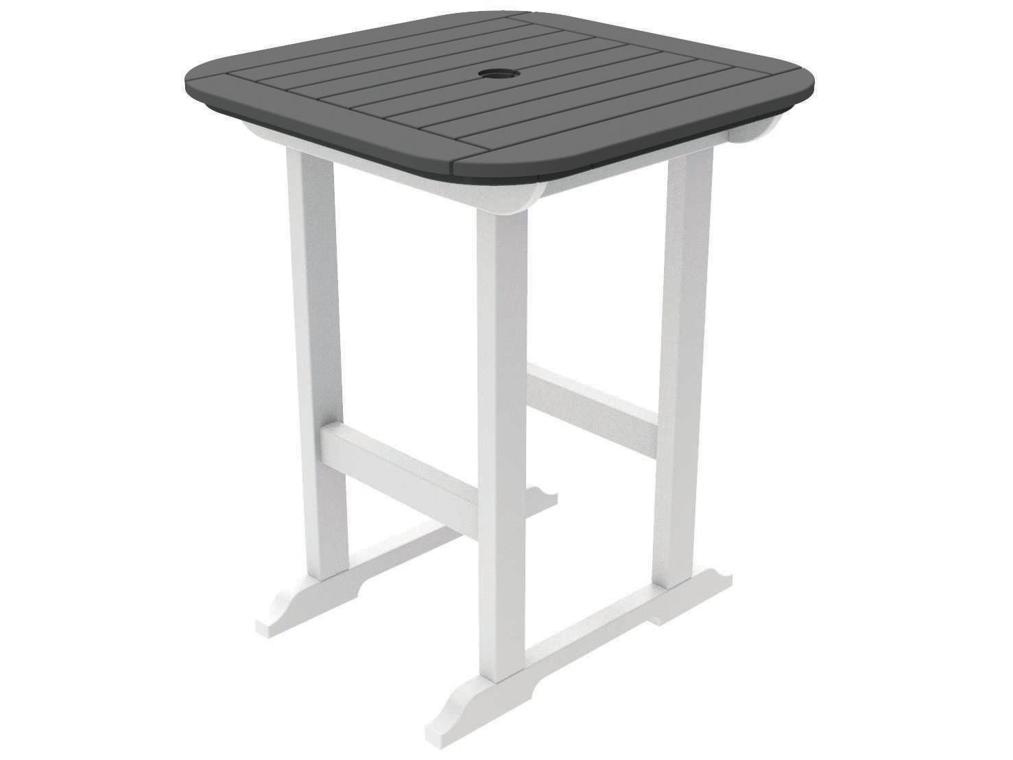 Seaside Casual Portsmouth Recycled Plastic Square Outdoor Patio Counter Table with Umbrella Hole