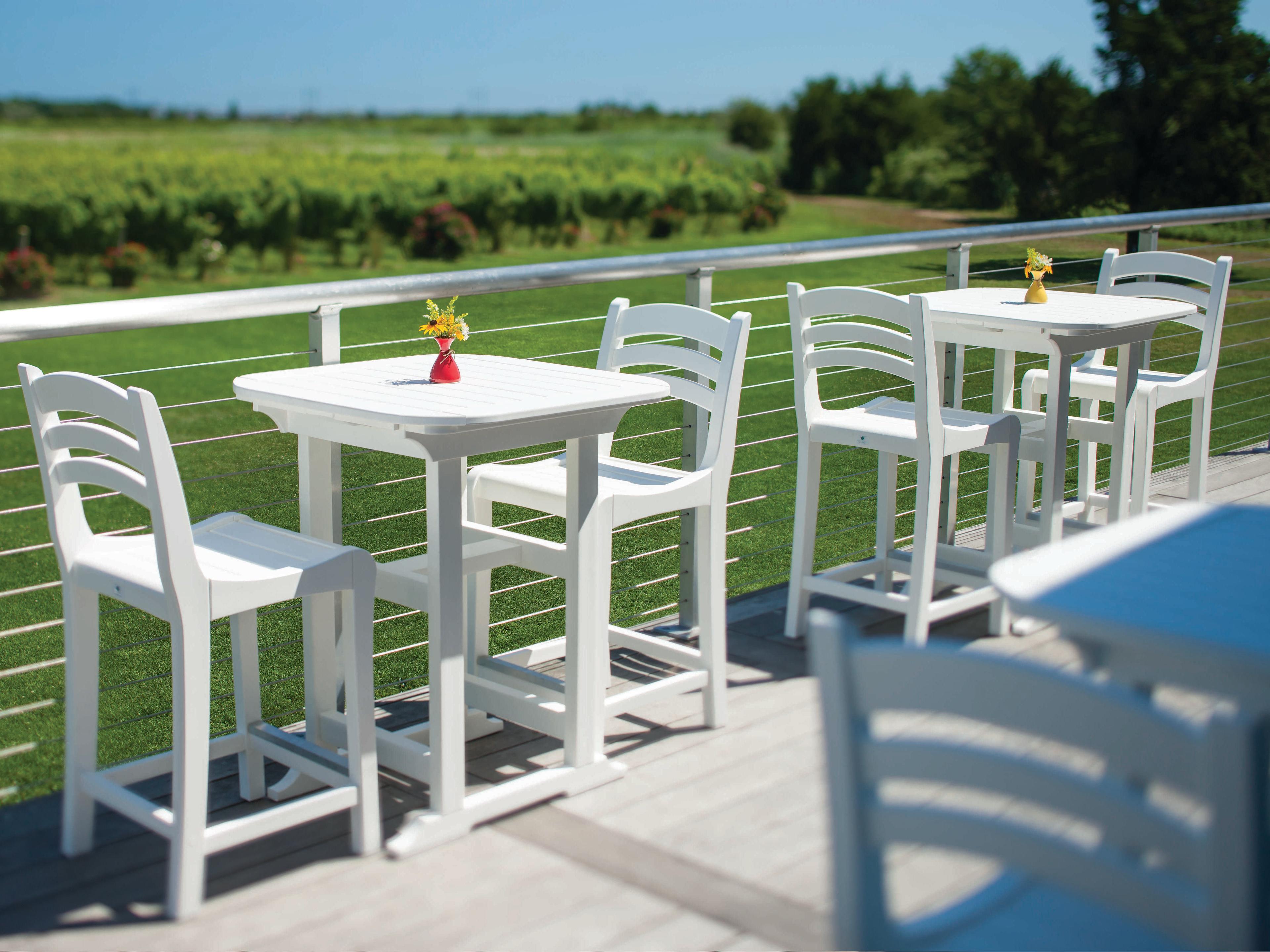 Seaside Casual Portsmouth Recycled Plastic Square Outdoor Patio Counter Table with Umbrella Hole