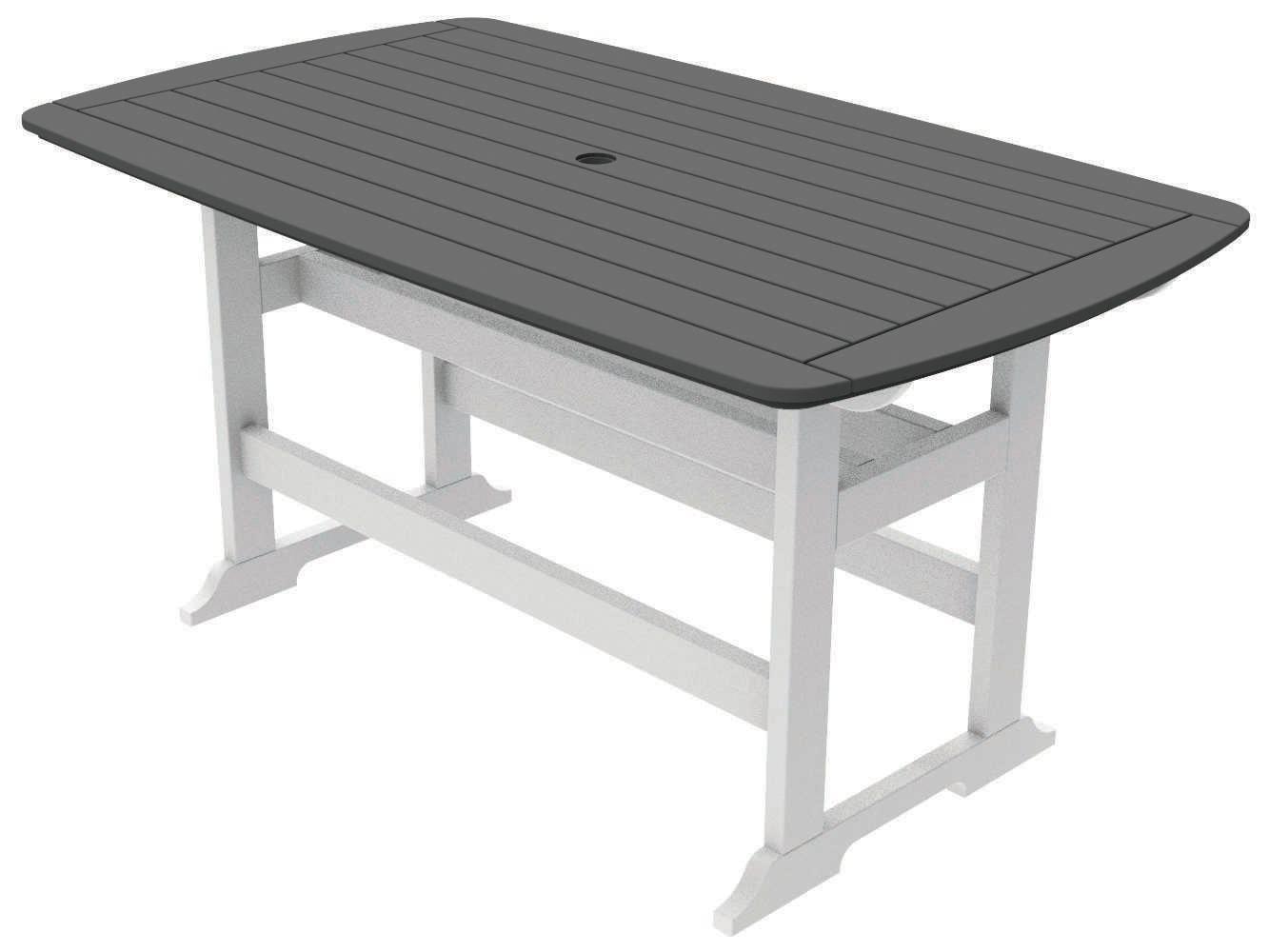 Seaside Casual Portsmouth Recycled Plastic Rectangular Patio Counter Table with Umbrella Hole