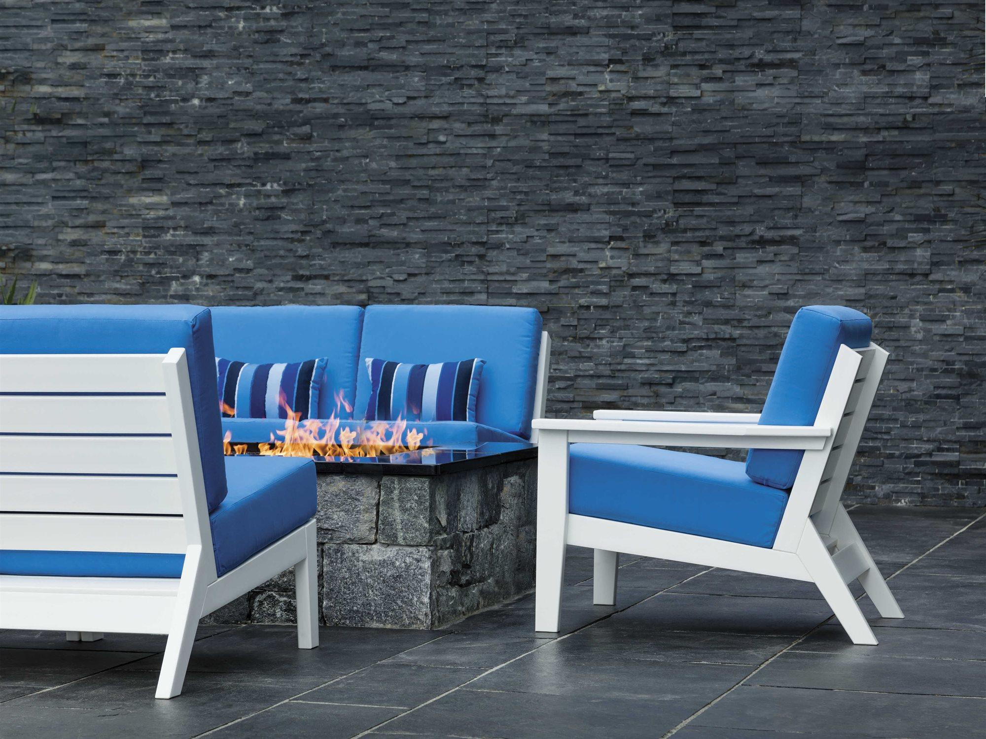 Seaside Casual Dex Recycled Plastic Cushion Firepit Outdoor Lounge Set