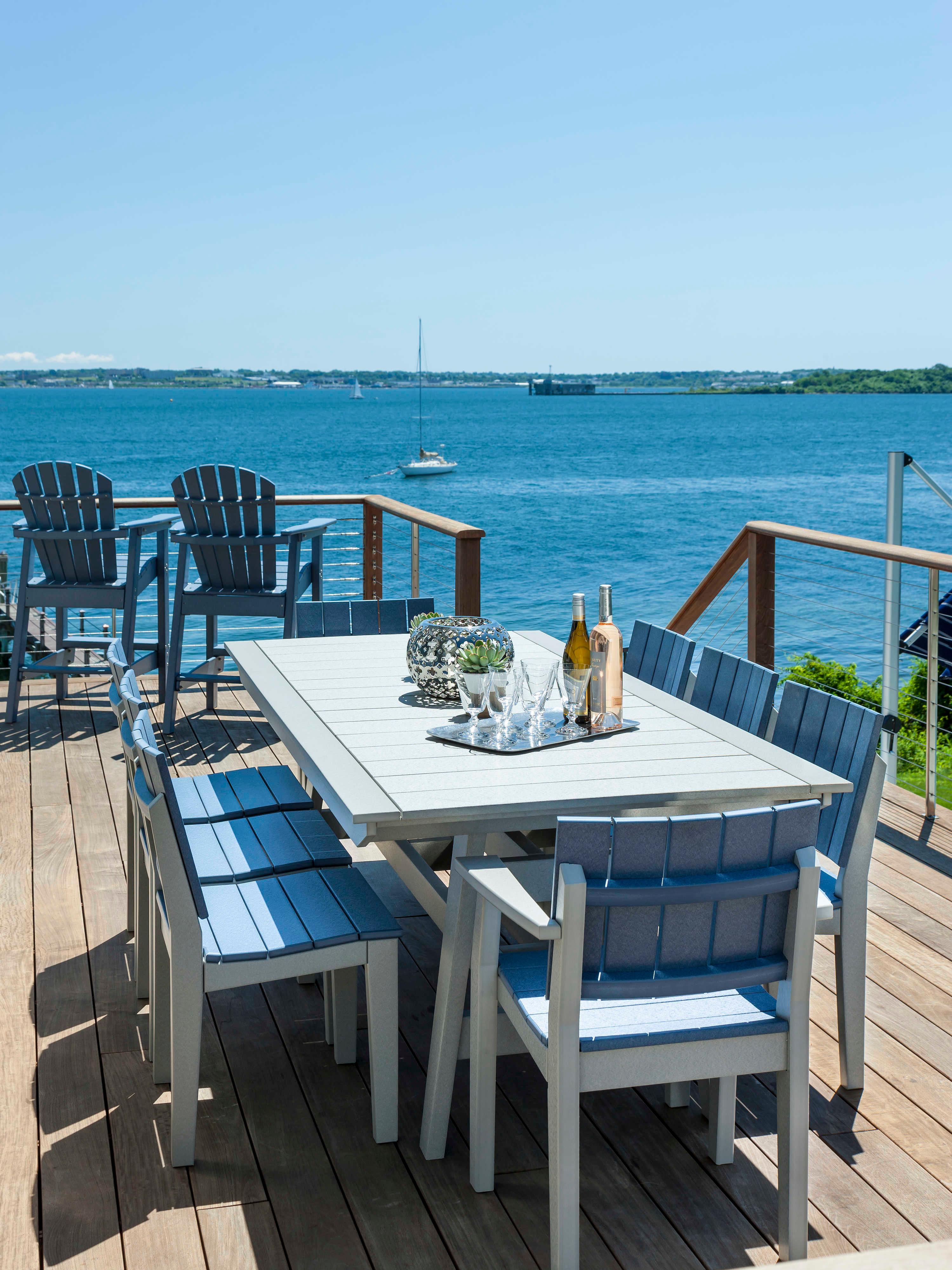 Seaside Casual Mad Recycled Plastic Rectangular Outdoor Patio Dining Table with Umbrella Hole