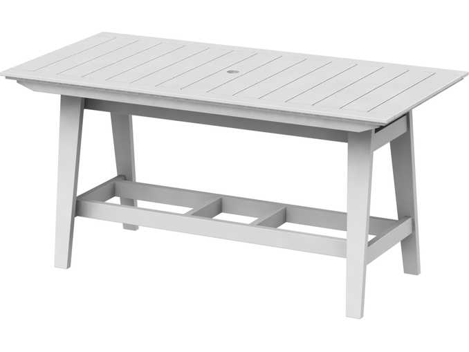 Seaside Casual Mad Recycled Plastic Rectangular Outdoor Bar Table with Umbrella Hole