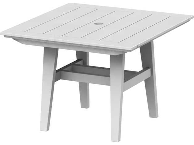 Seaside Casual Mad Recycled Plastic Square Patio Dining Table with Umbrella Hole