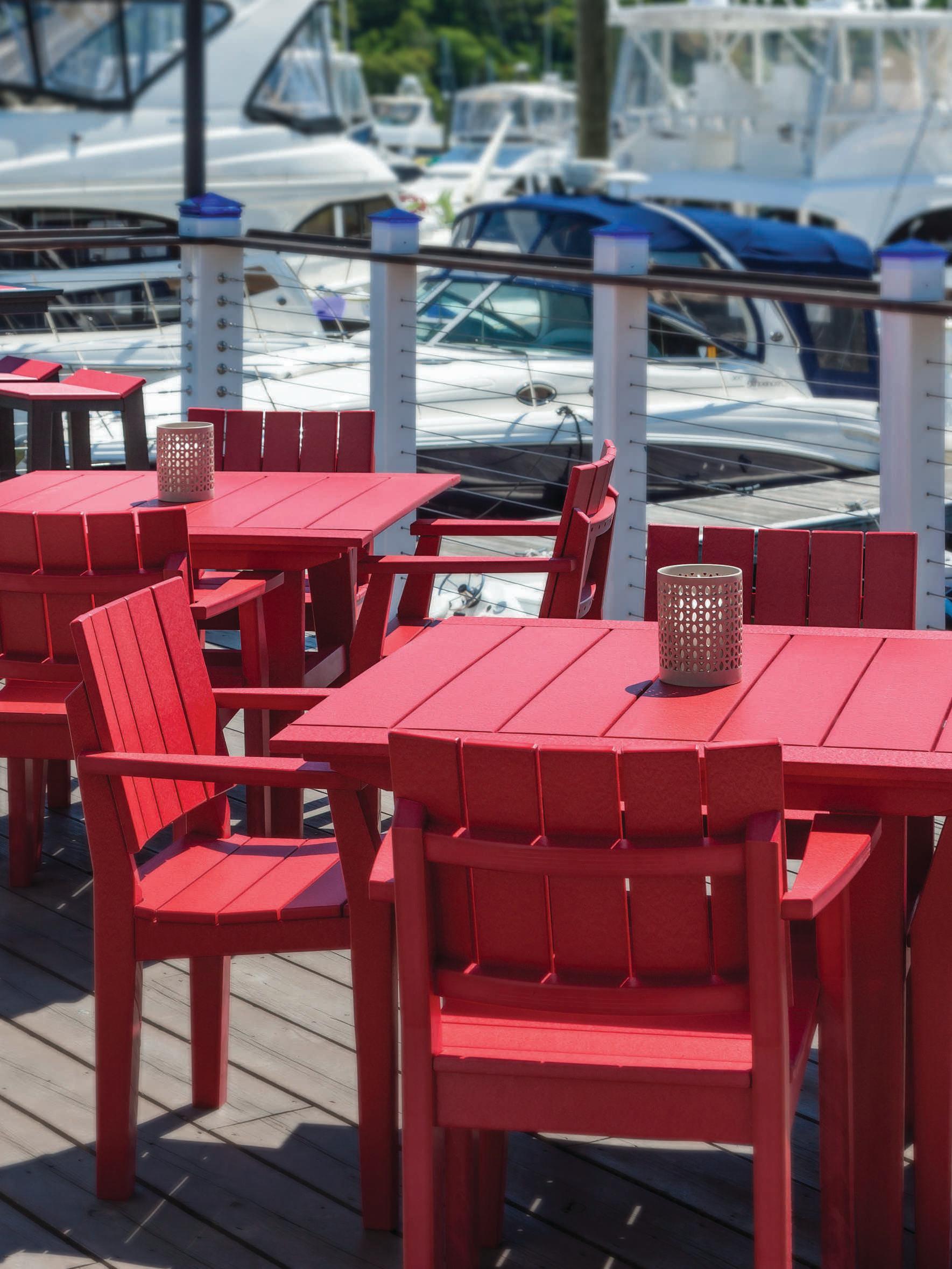 Seaside Casual Mad Recycled Plastic Square Patio Dining Table with Umbrella Hole
