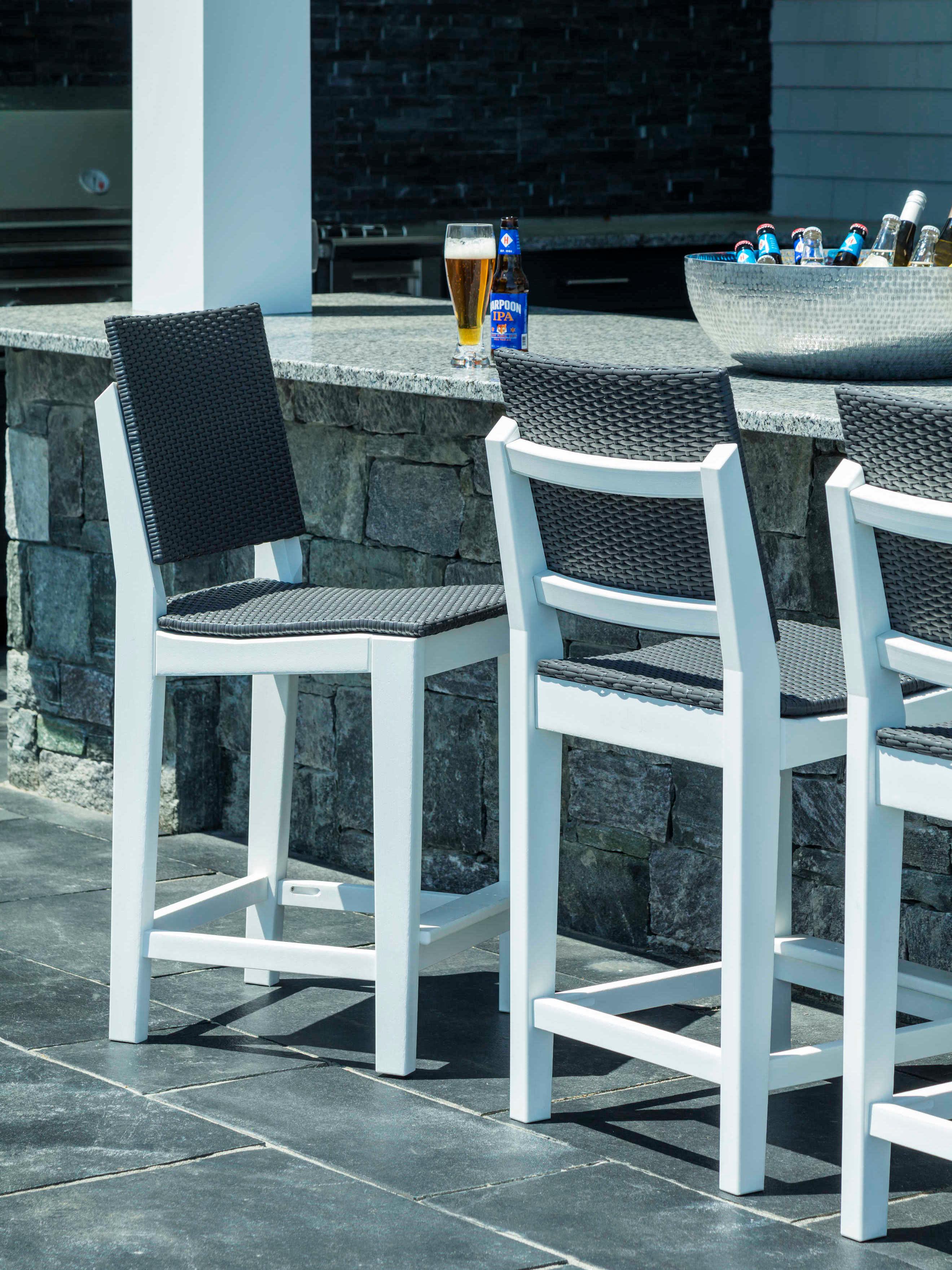 Seaside Casual Mad Recycled Plastic Wicker Patio Counter Stool