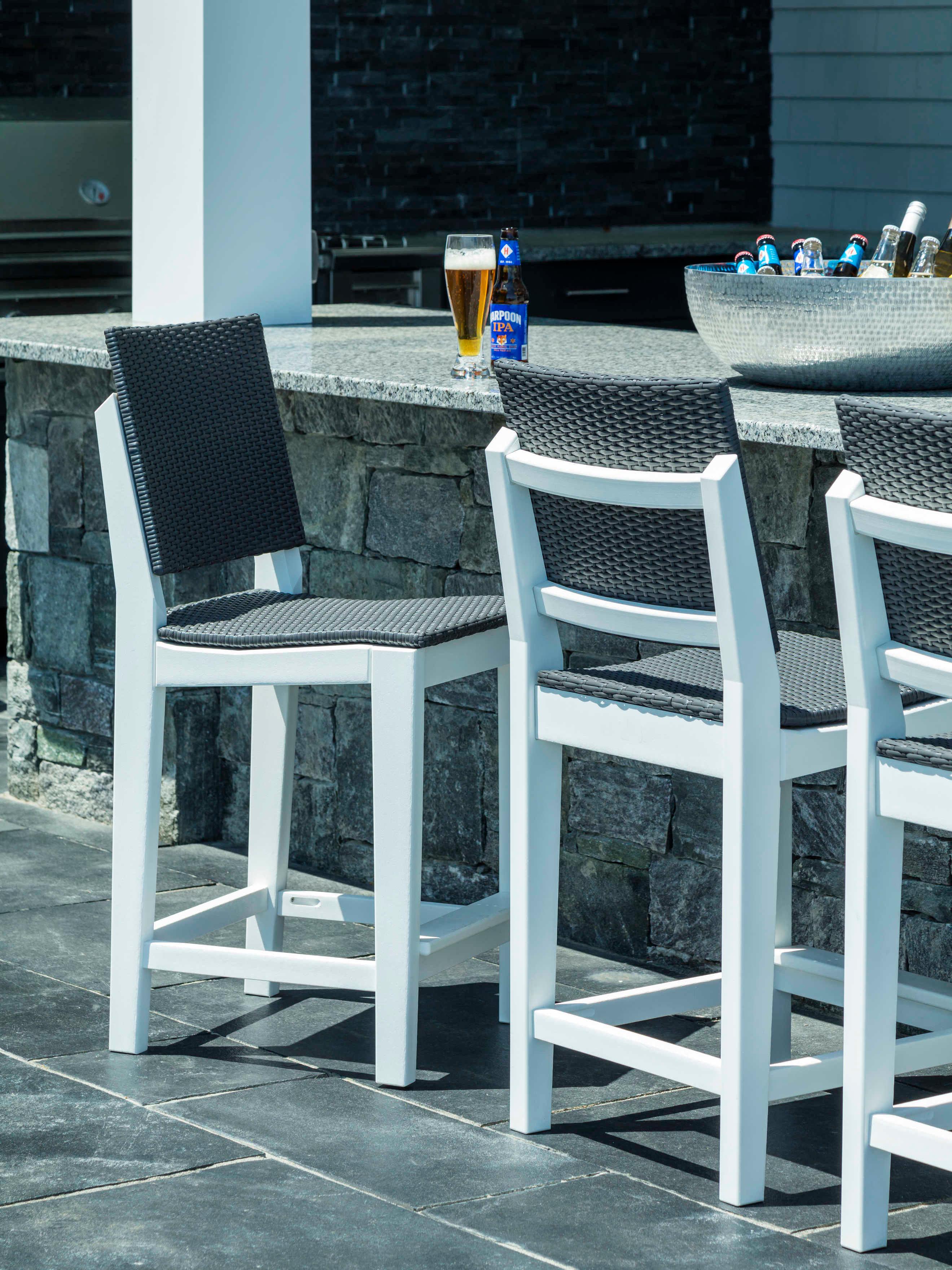 Seaside Casual Mad Recycled Plastic Wicker Outdoor Patio Counter Stool