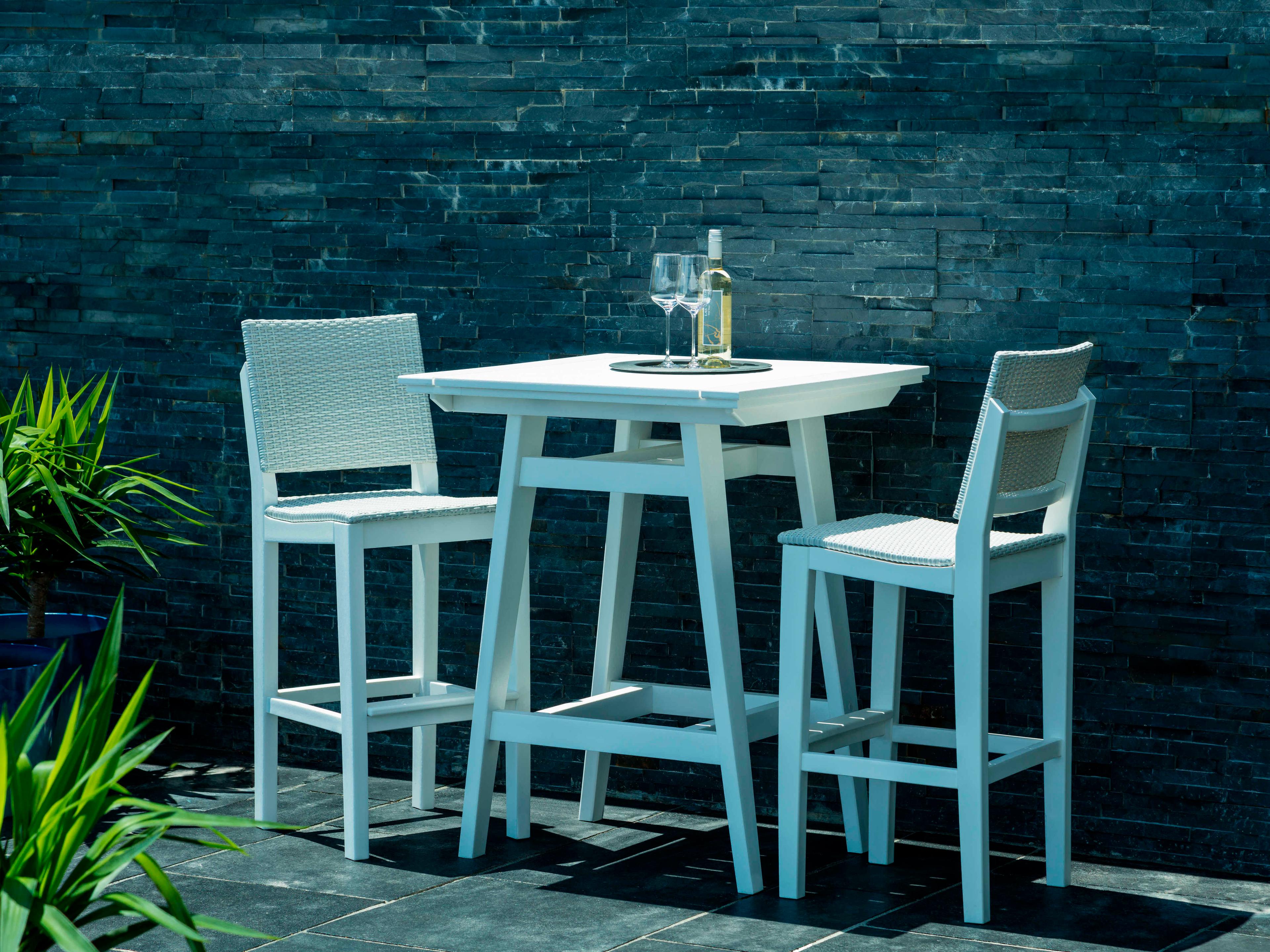 Seaside Casual Mad Recycled Plastic Wicker Outdoor Bar Stool