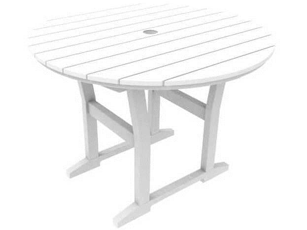 Seaside Casual Coastline Recycled Plastic Cafe Fusion Round Outdoor Patio Dining Table with Umbrella Hole